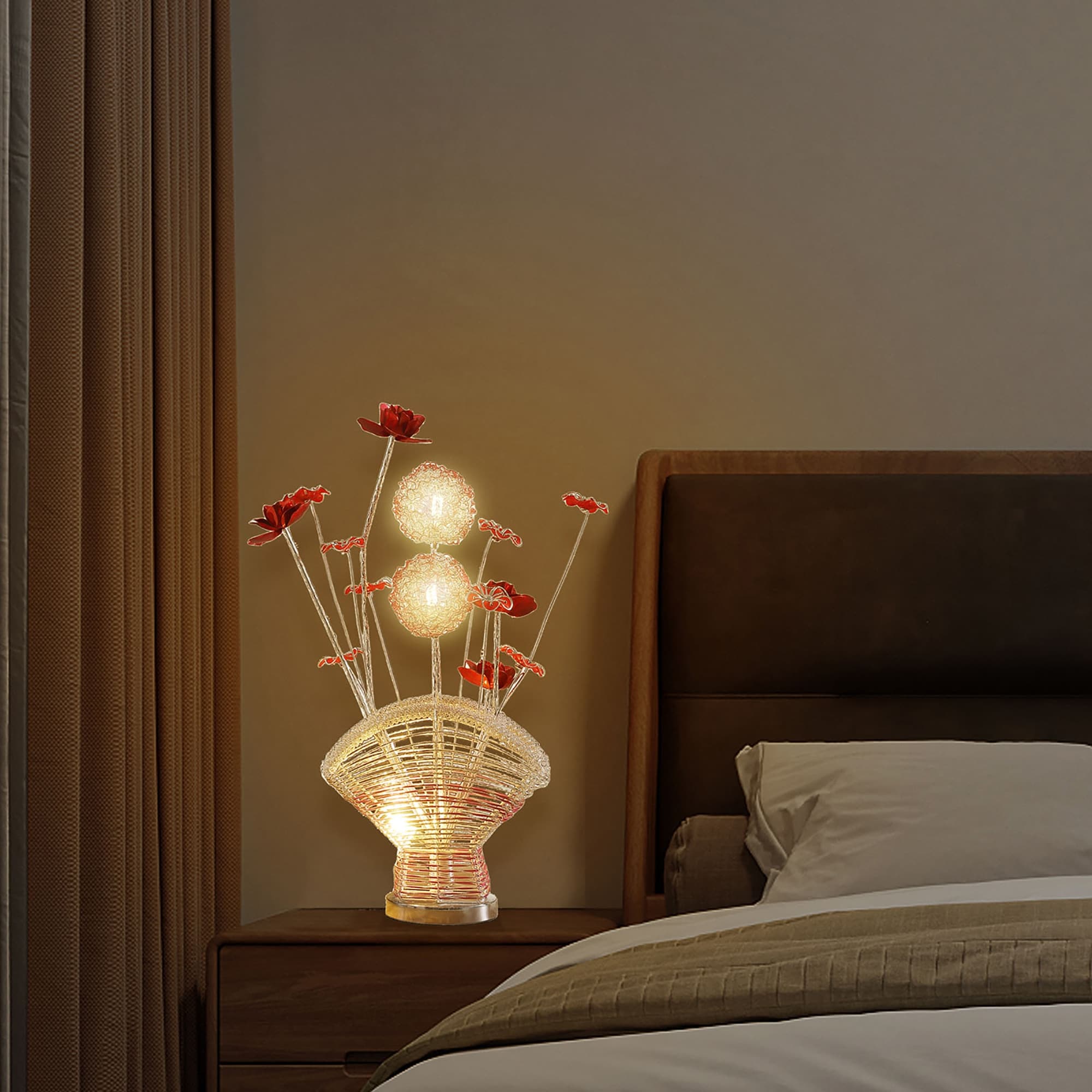 21.5 In LED Aluminum Rose Petal Vase Table Lamp