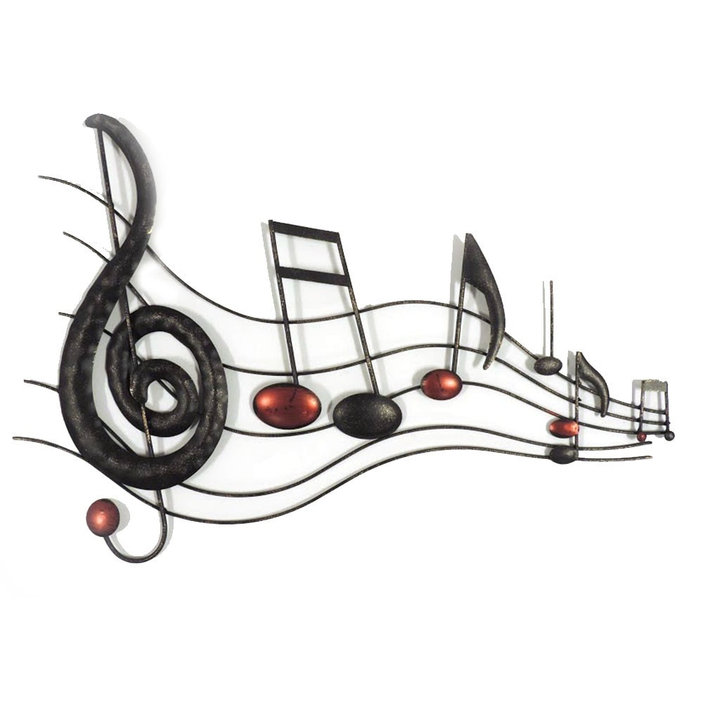 Metal Musical Notes Wall Hanging Art Decor, Black and Copper