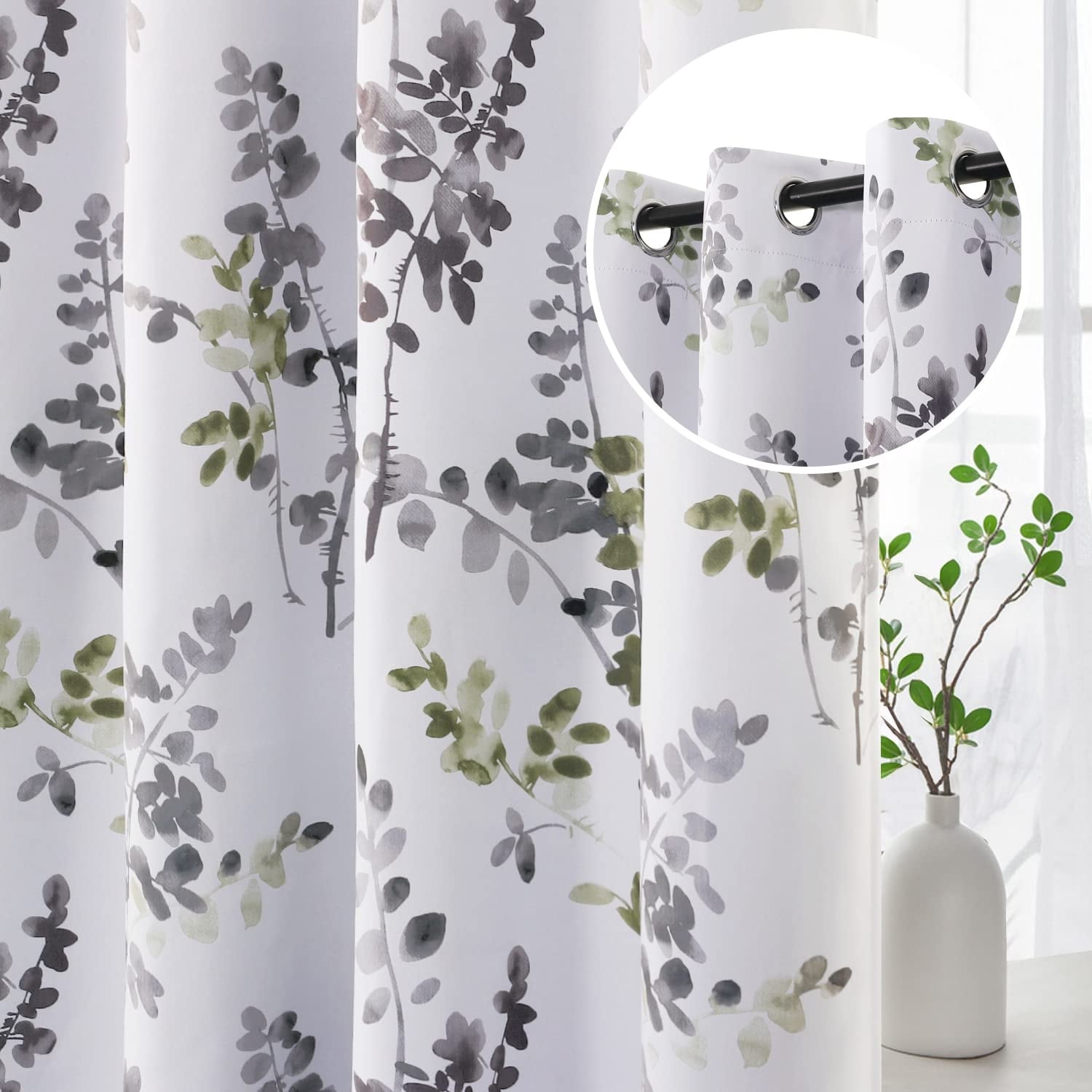 Floral Curtains 84 inches Long Living Room Curtains Room Darkening Thermal Insulated Curtains 2 Panels