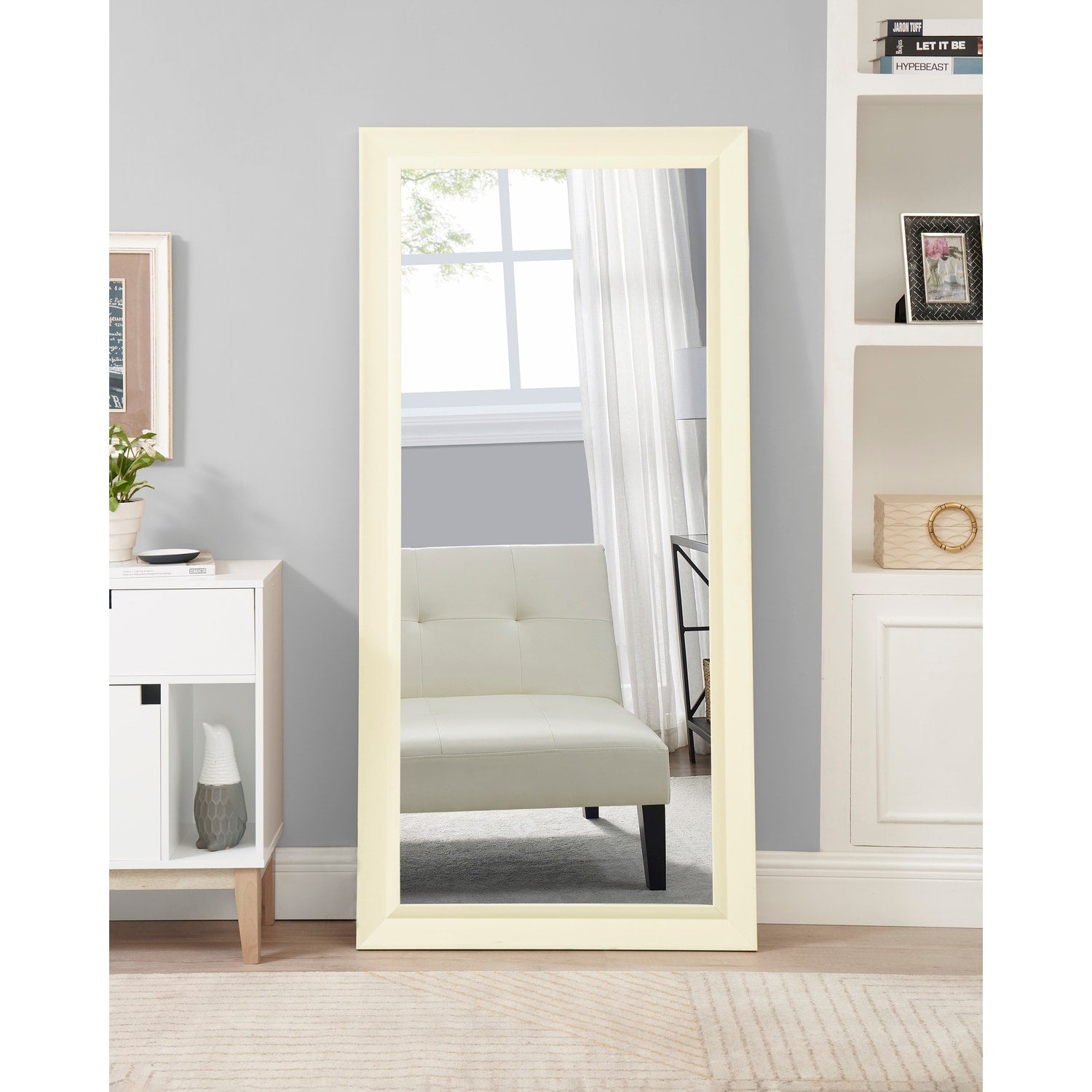 Tall Mirror Full Body Dressing Mirror, Oversized Bevelled Full Length Free Standing or Wall Mounted Rectangular Floor Mirror