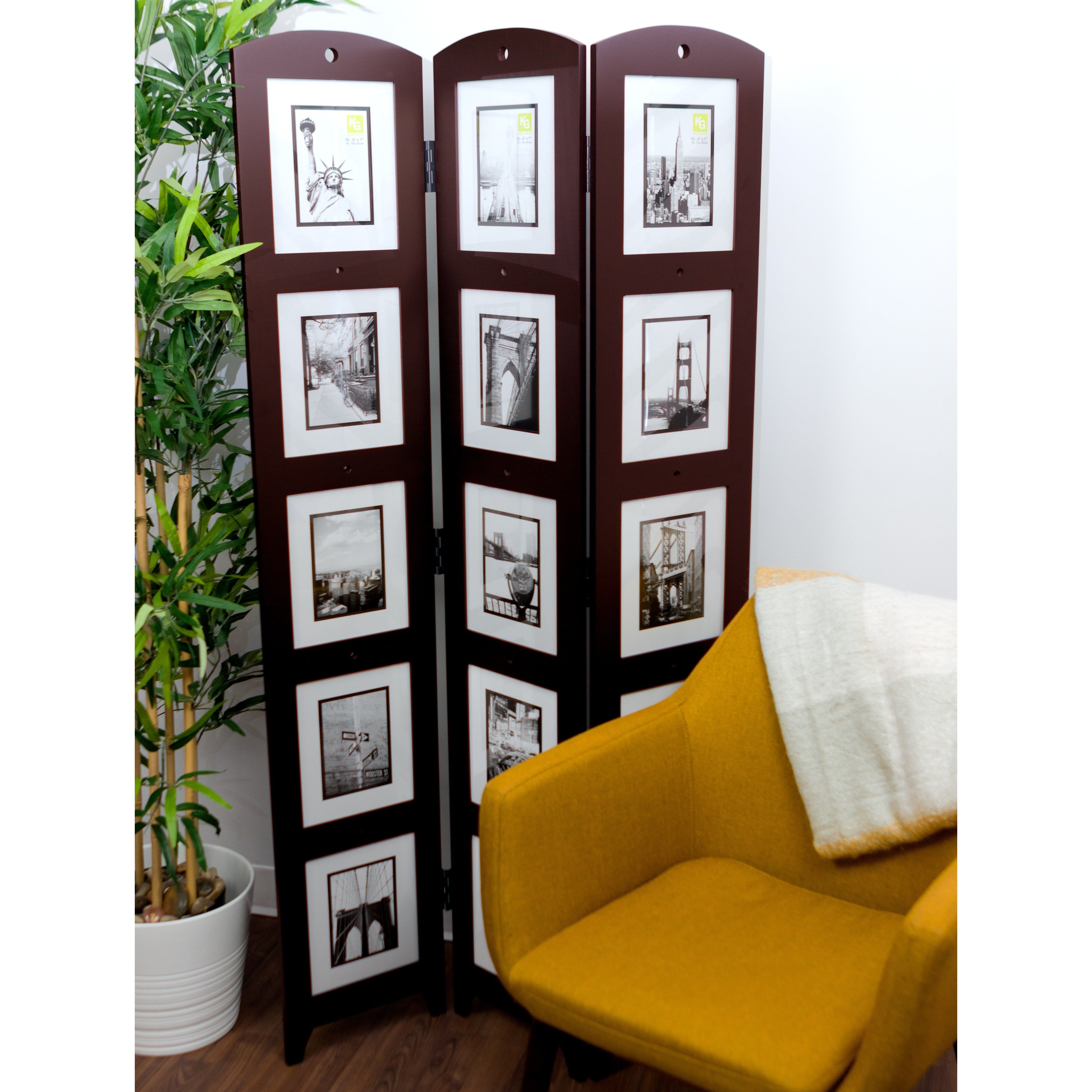 kieragrace KG Photo 3-Panel Room Divider - Brown - 33 x 64.5 x 0.65