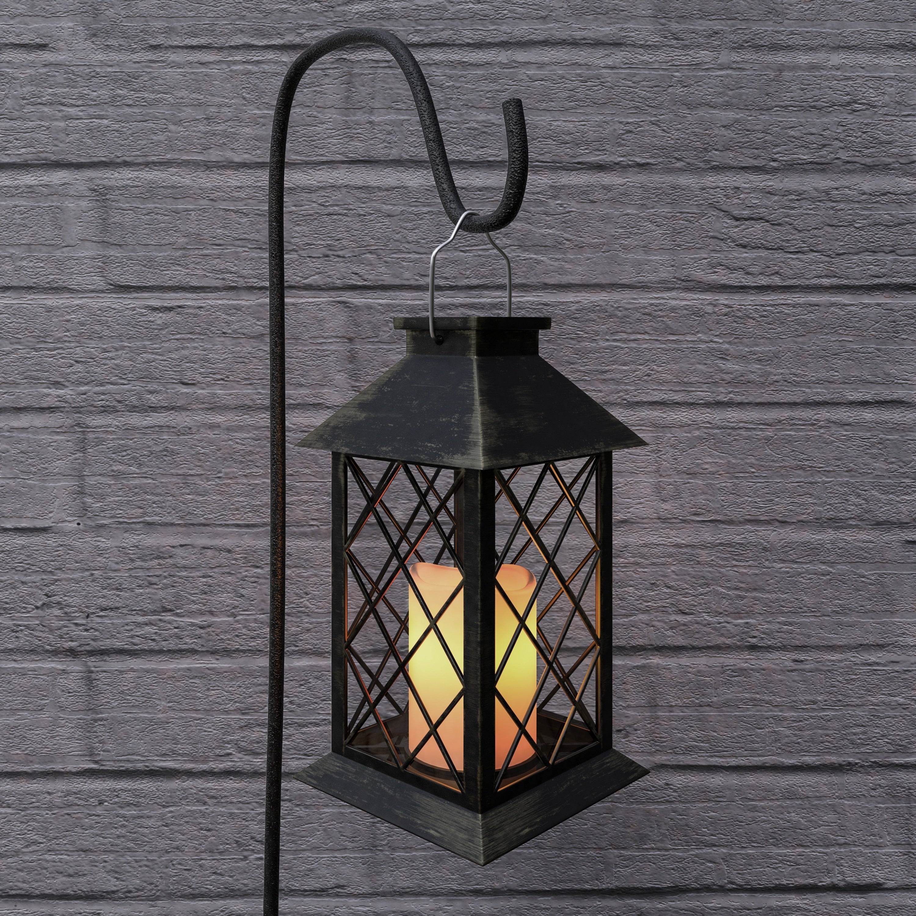 Lavish Home Solar Powered Lantern with LED Candle