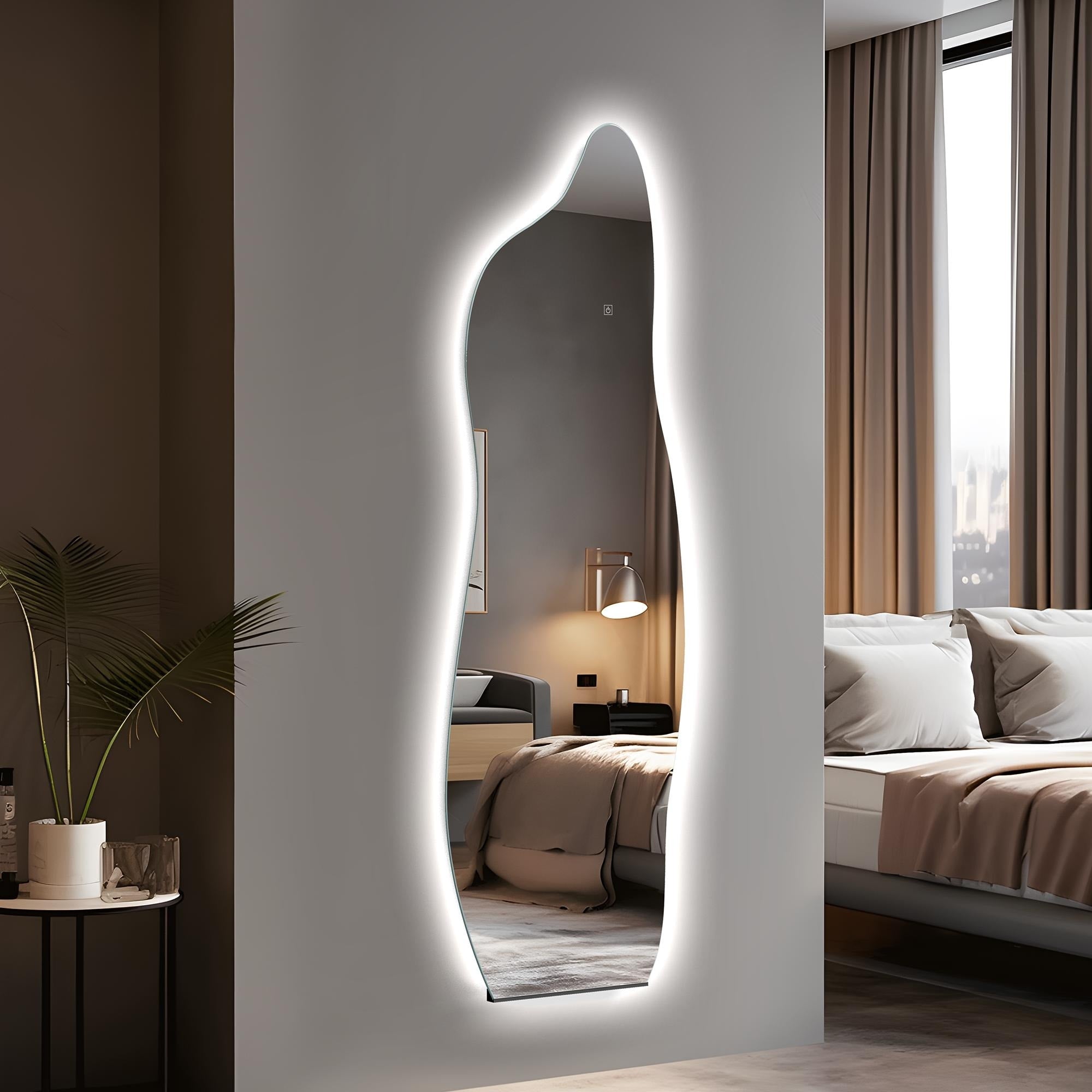 LED Mirror Full Length Wall Mirror Vanity Mirror Adjustable Color 55''