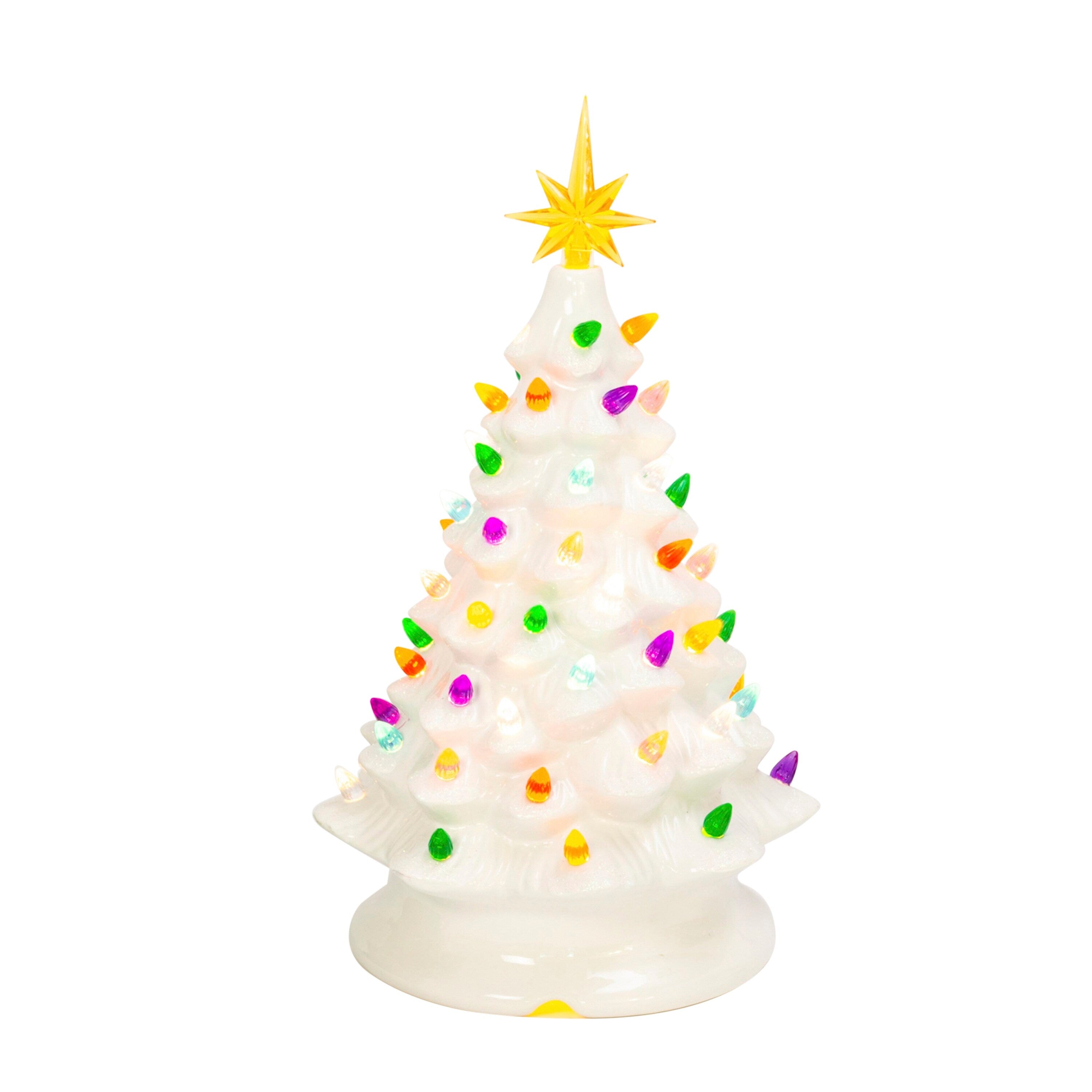 13.9 in. Illuminating Musical Dolomite White Christmas Tree