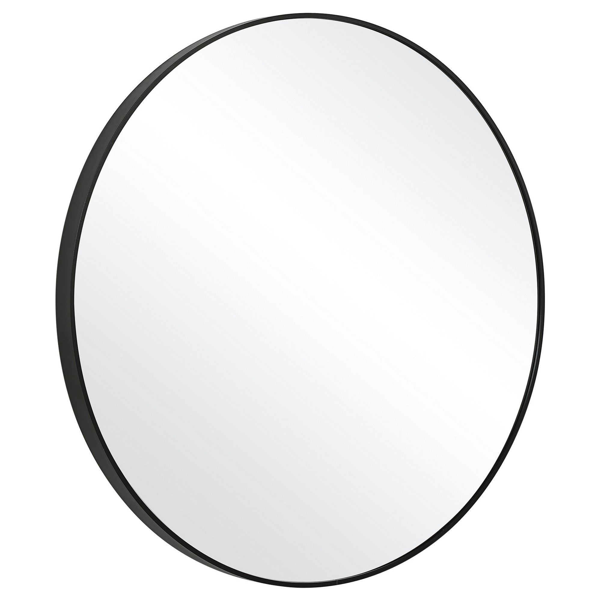 Round Shape Sleek Metal Frame Mirror, Black