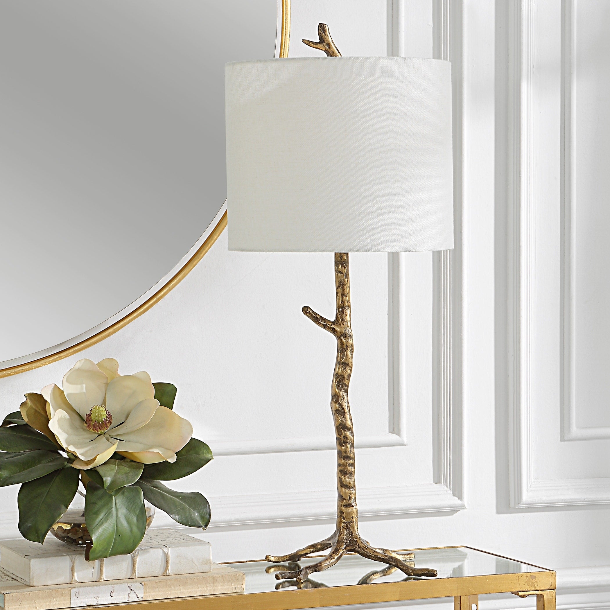 Rustic Table Lamp with Gold Finish - 12D x 12W x 29.5H