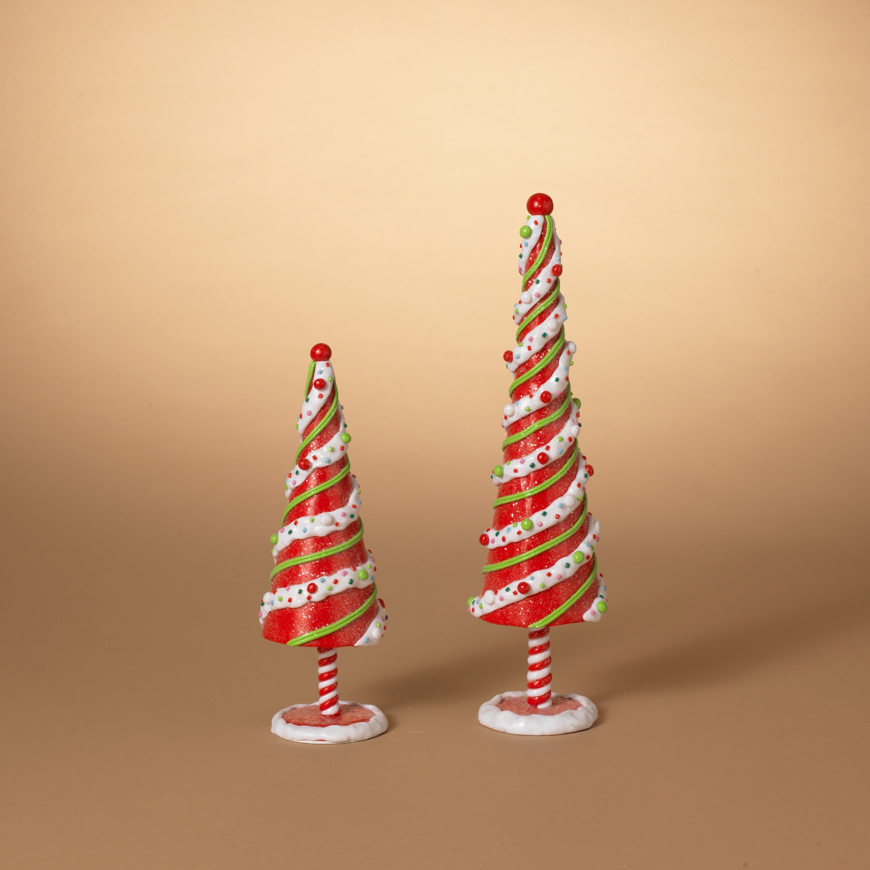 Set of 2 Clay Dough Whimsical Christmas Tabletop Candy Trees Decor