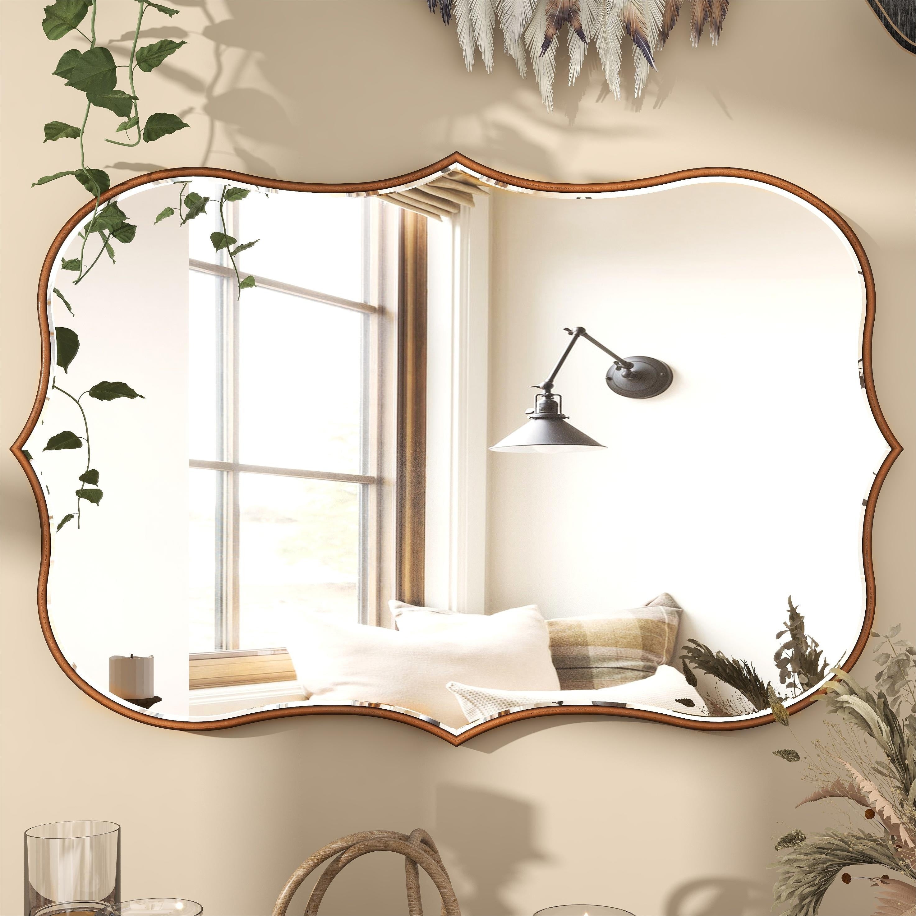 Asymmetrical Gold Antique Bronze Accent Wall Mirror - 23.62×35.4