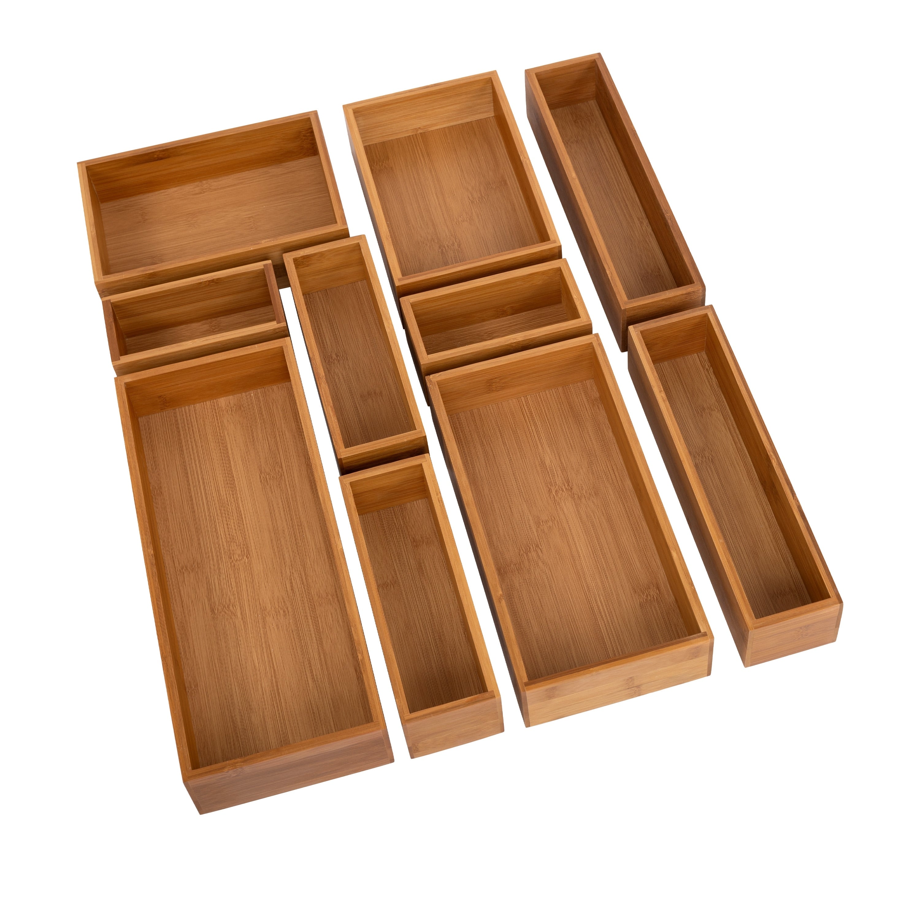 Seville Classics 10-Piece Bamboo Storage Organizer Box Set