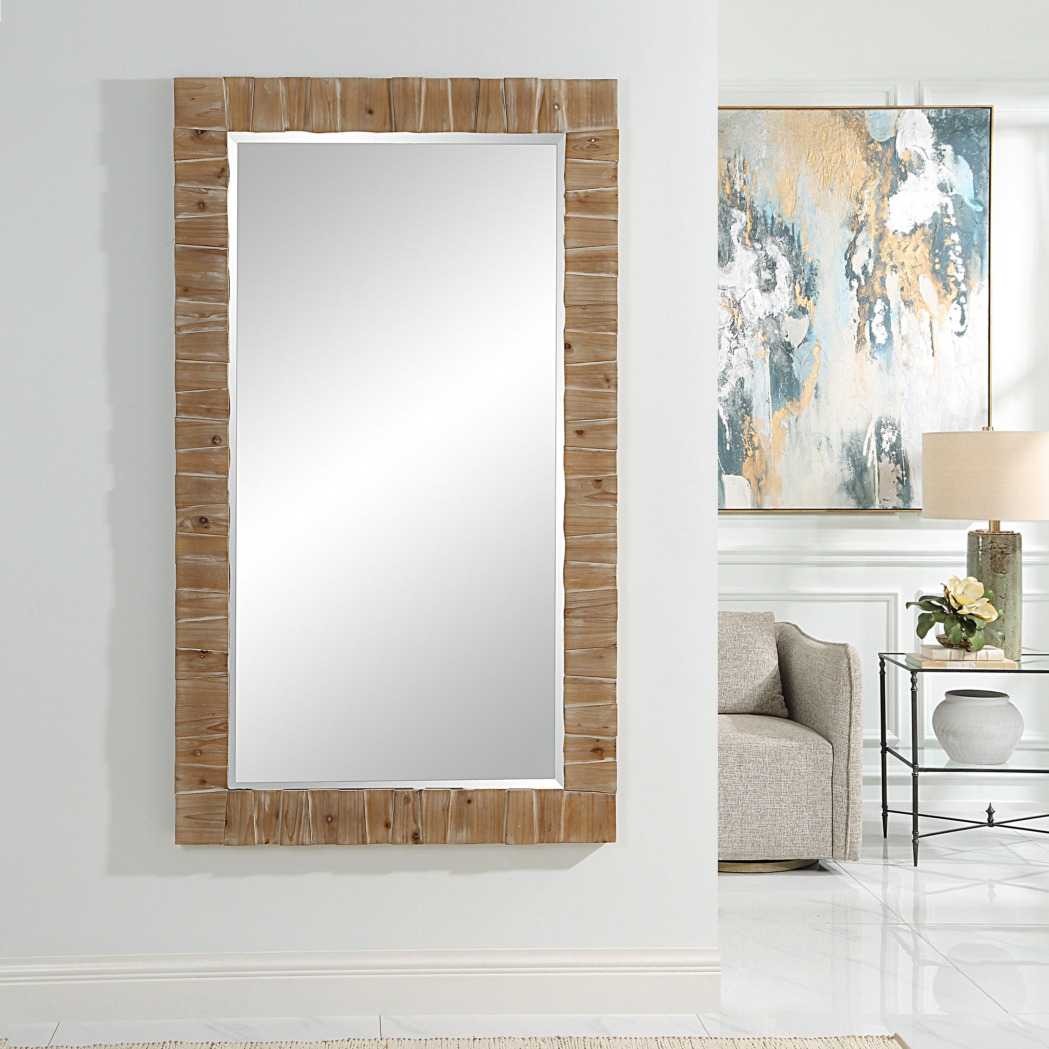 Uttermost Ayanna Gray Washed Wood Mirror - 43.75W x 73.75H x 1.75D