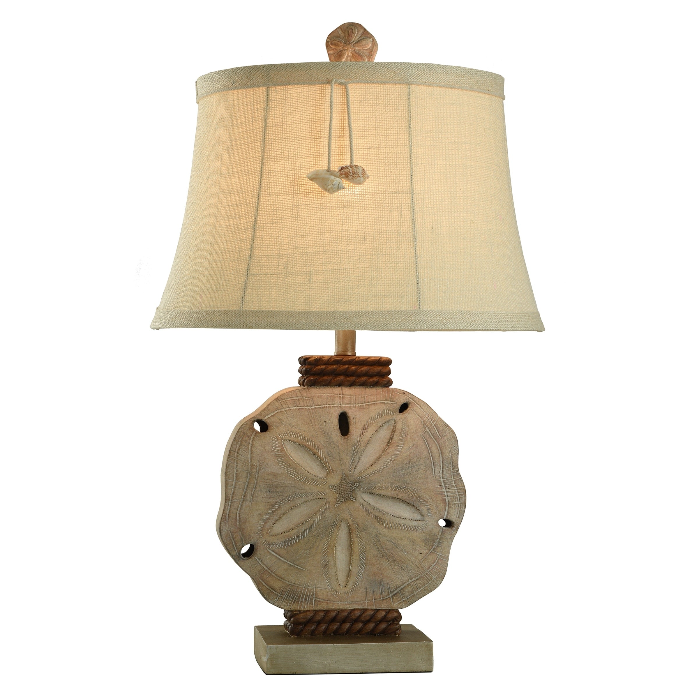 StyleCraft Vipitenow Large Sand Dollar and Rope Table Lamp with Shell Tassel