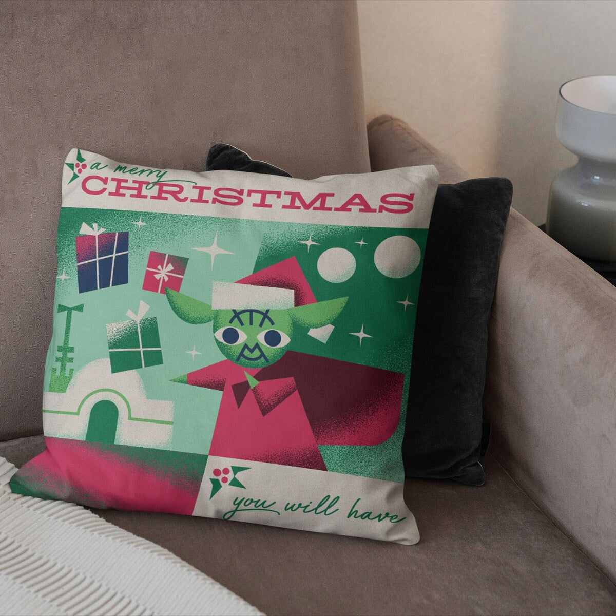 Star Wars Classic Merry Christmas You Will Have Printed Throw Pillow - Green