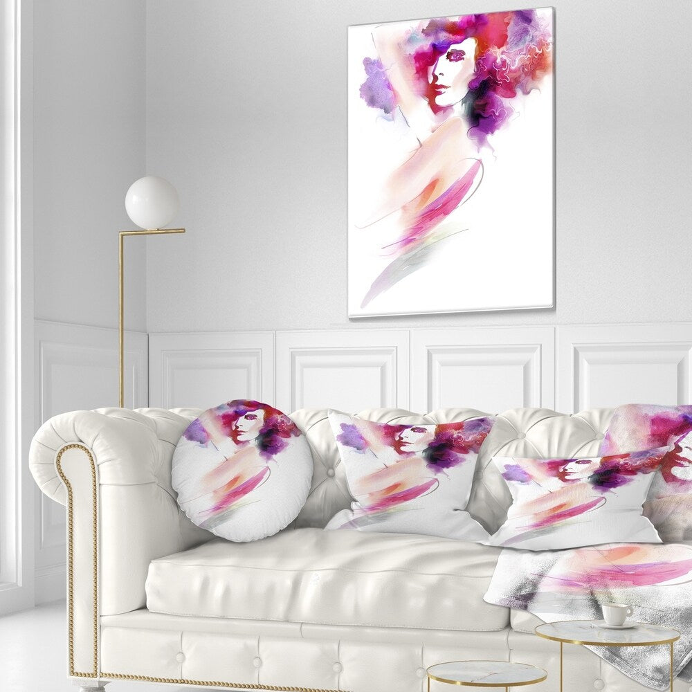 Designart 'Woman with Colors' Portrait Throw Pillow