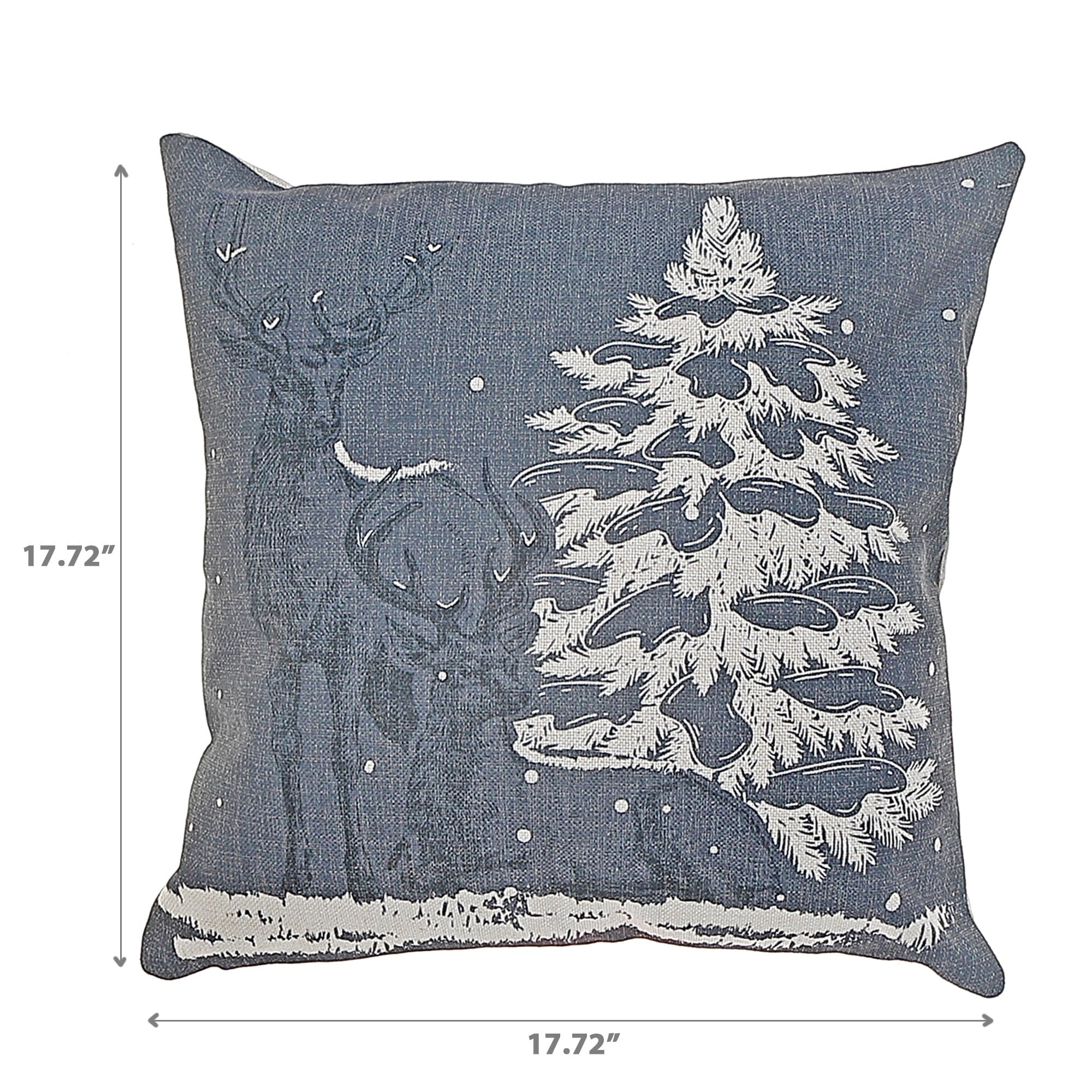 Polyester Cushion Reindeer And Tree 18 X 18 - Set of 2