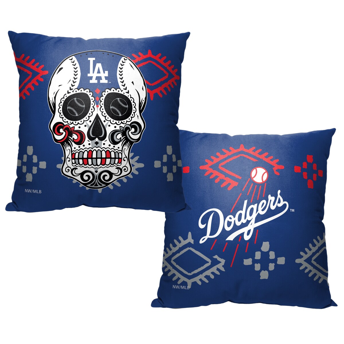 MLB Los Angeles Dodgers Candy Skull 18 Inch Throw Pillow