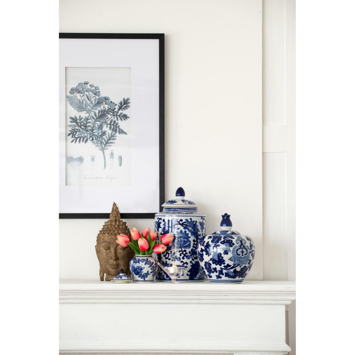 A&B Home Aline Blue and White Ginger Jar