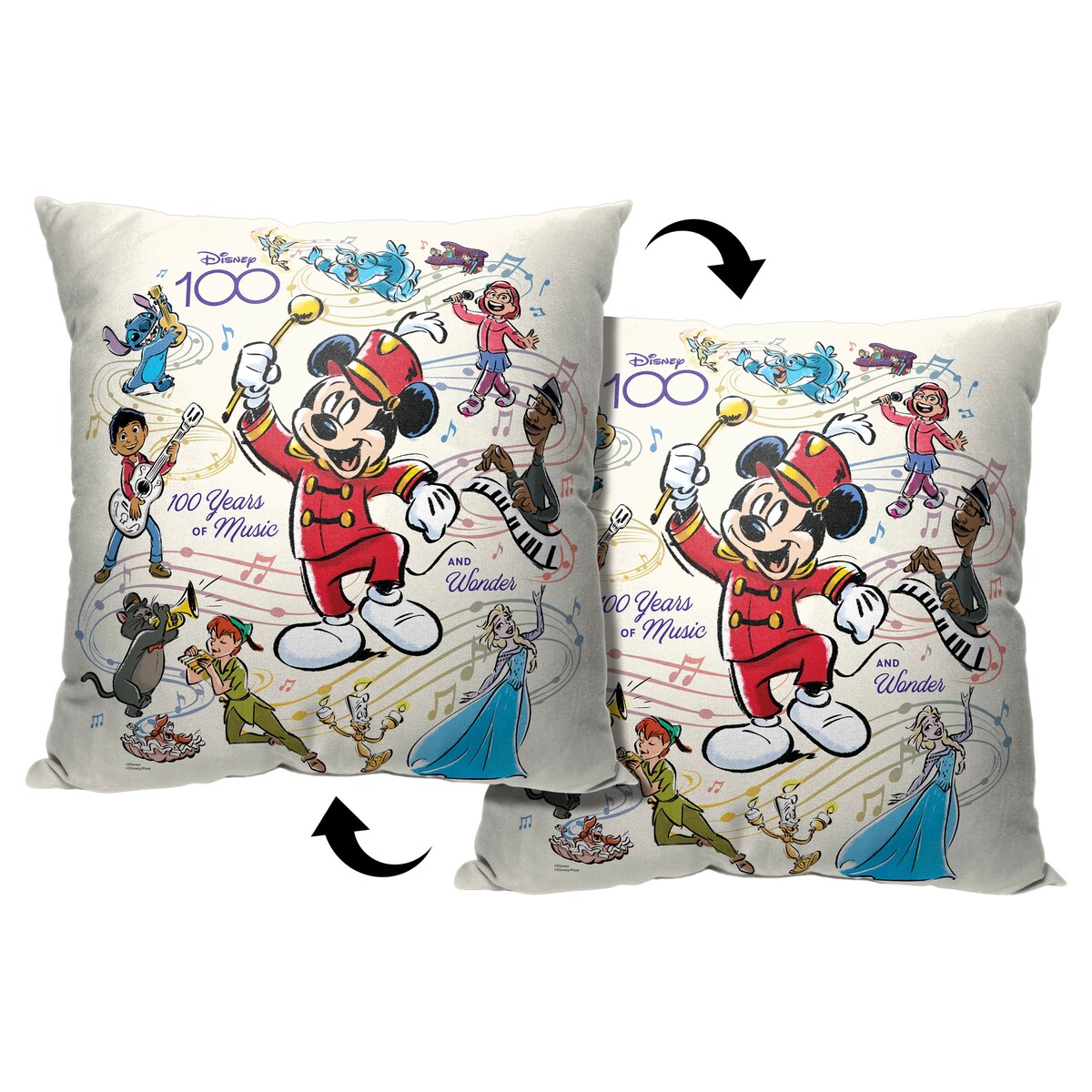 Disney D100 Rainbow Tunes Printed Throw Pillow - White