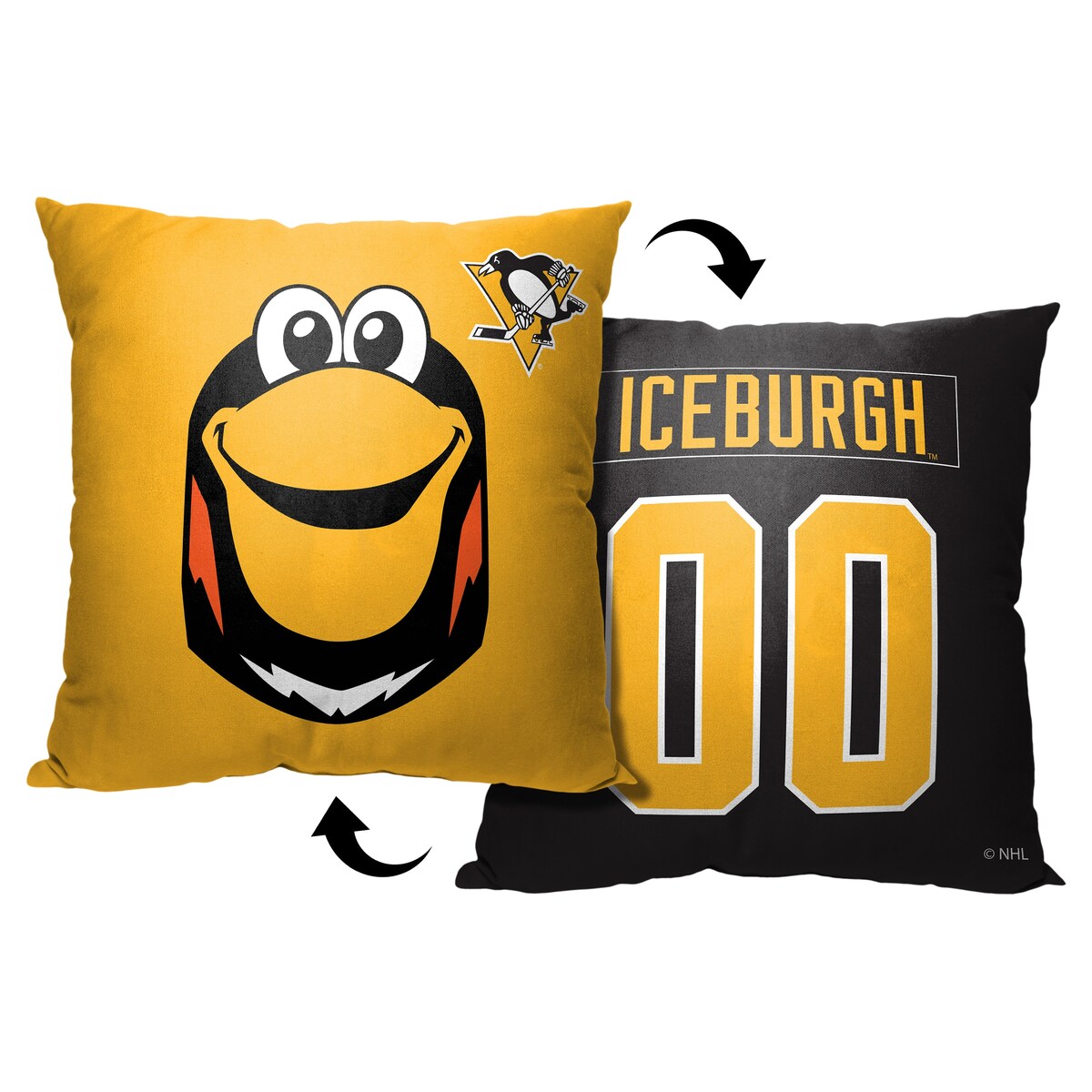 NHL Mascot Love Penguins Printed Throw Pillow - Yellow