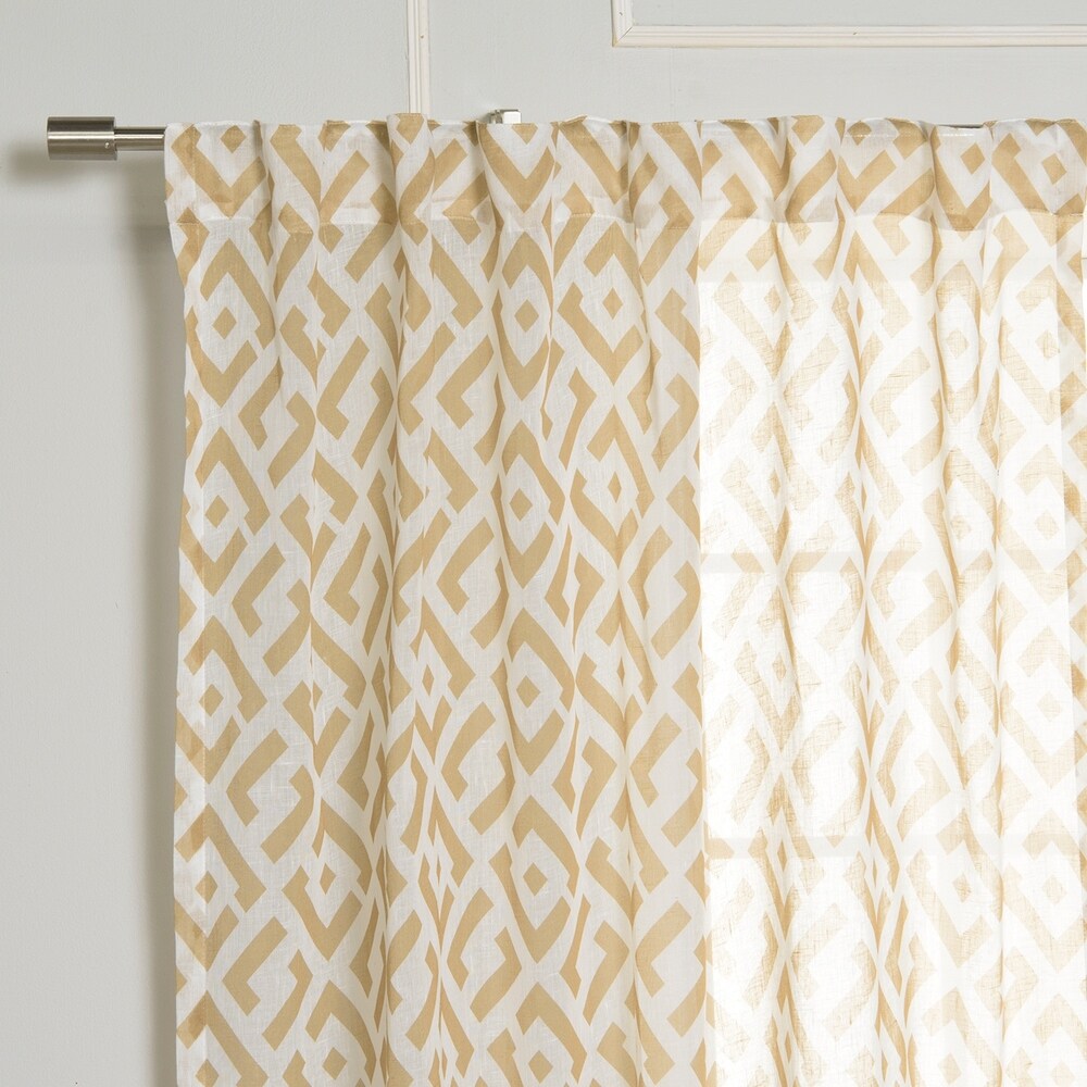 Aurora Home Faux Linen Modern Geometric Curtain Panel Pair