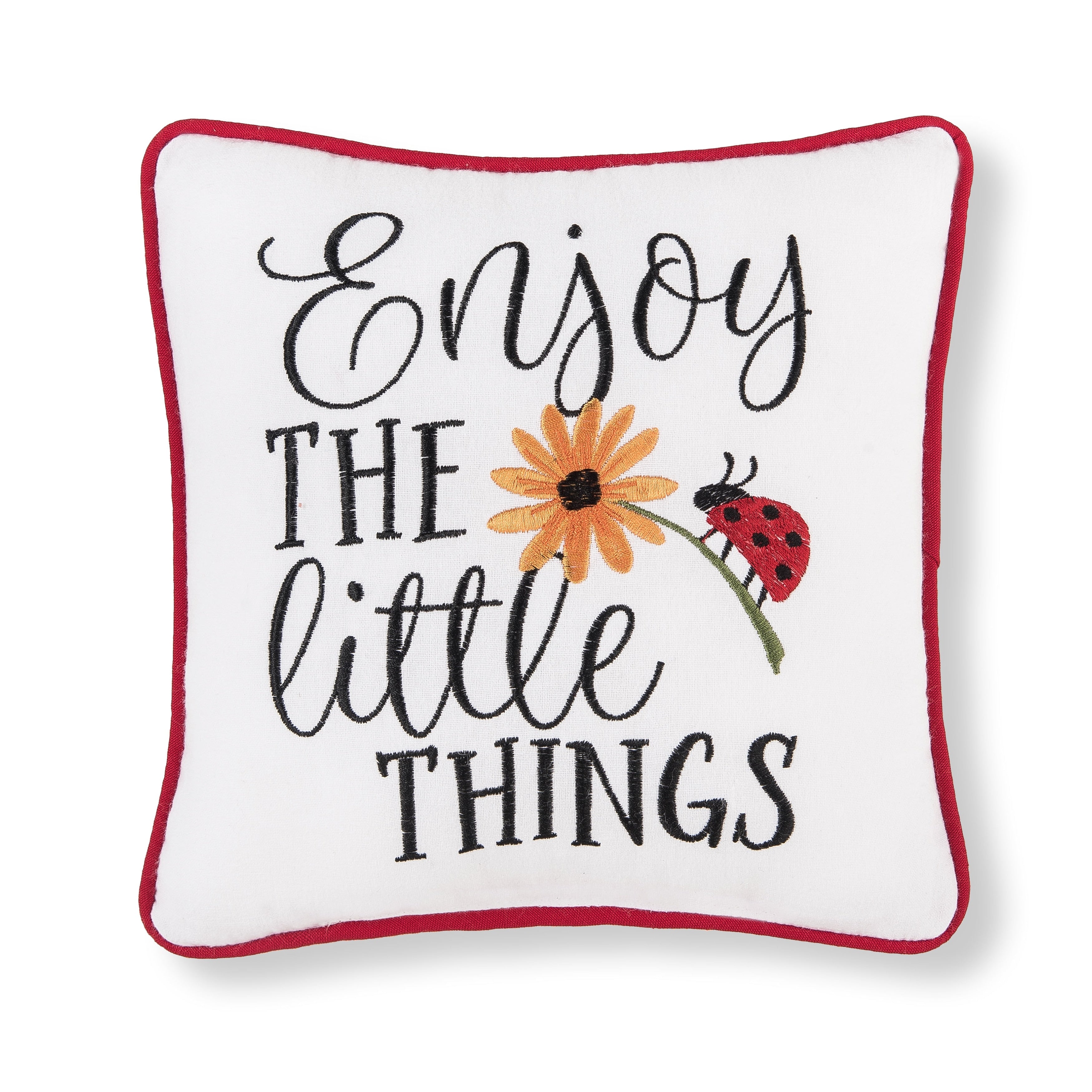 10 x 10 Little Things Ladybug Embroidered Throw Pillow