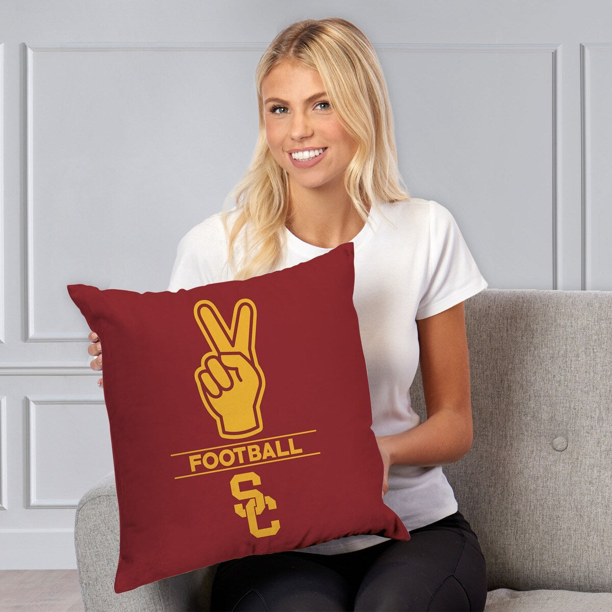 NCAA USC Number 1 Fan Printed Throw Pillow - Red