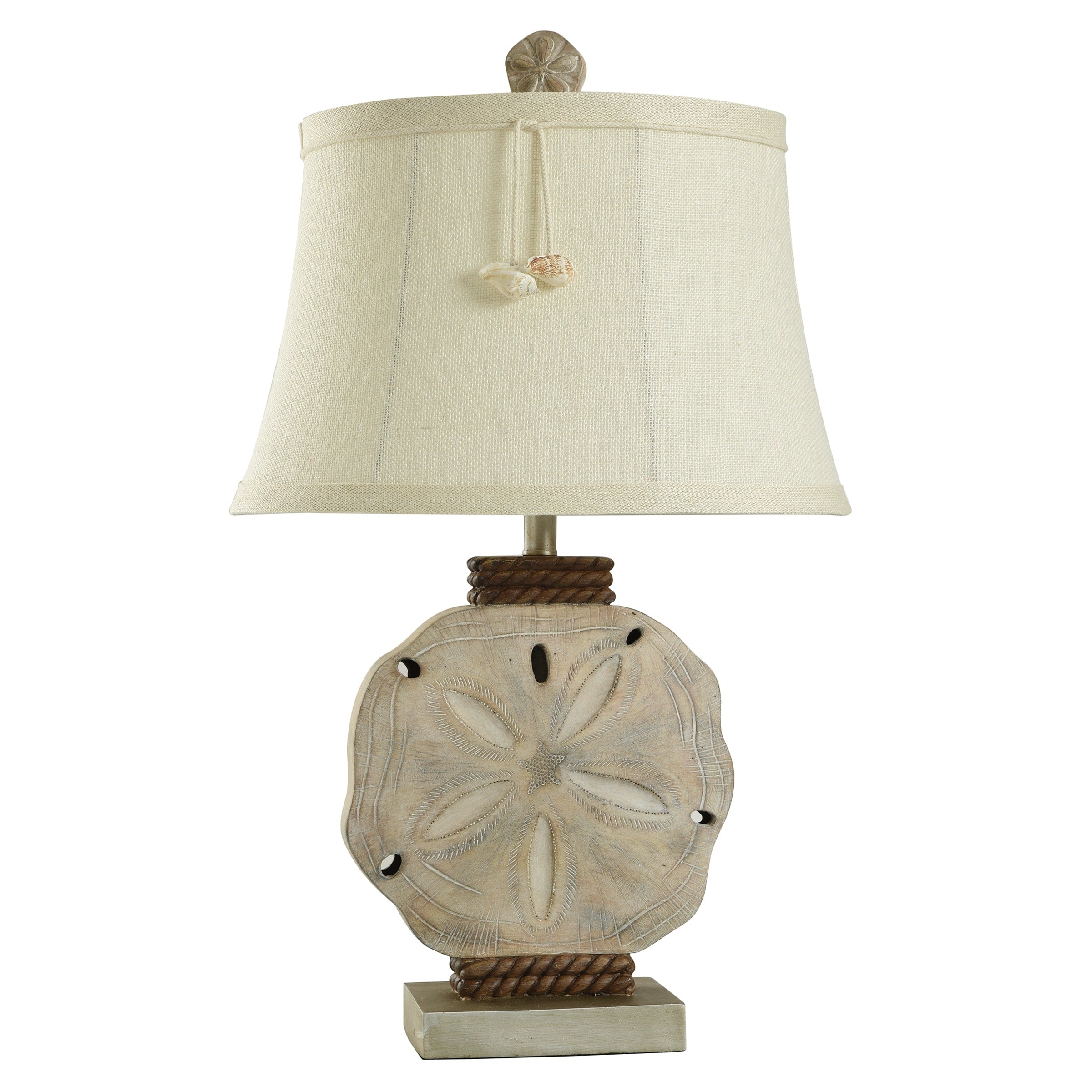 StyleCraft Vipitenow Large Sand Dollar and Rope Table Lamp with Shell Tassel