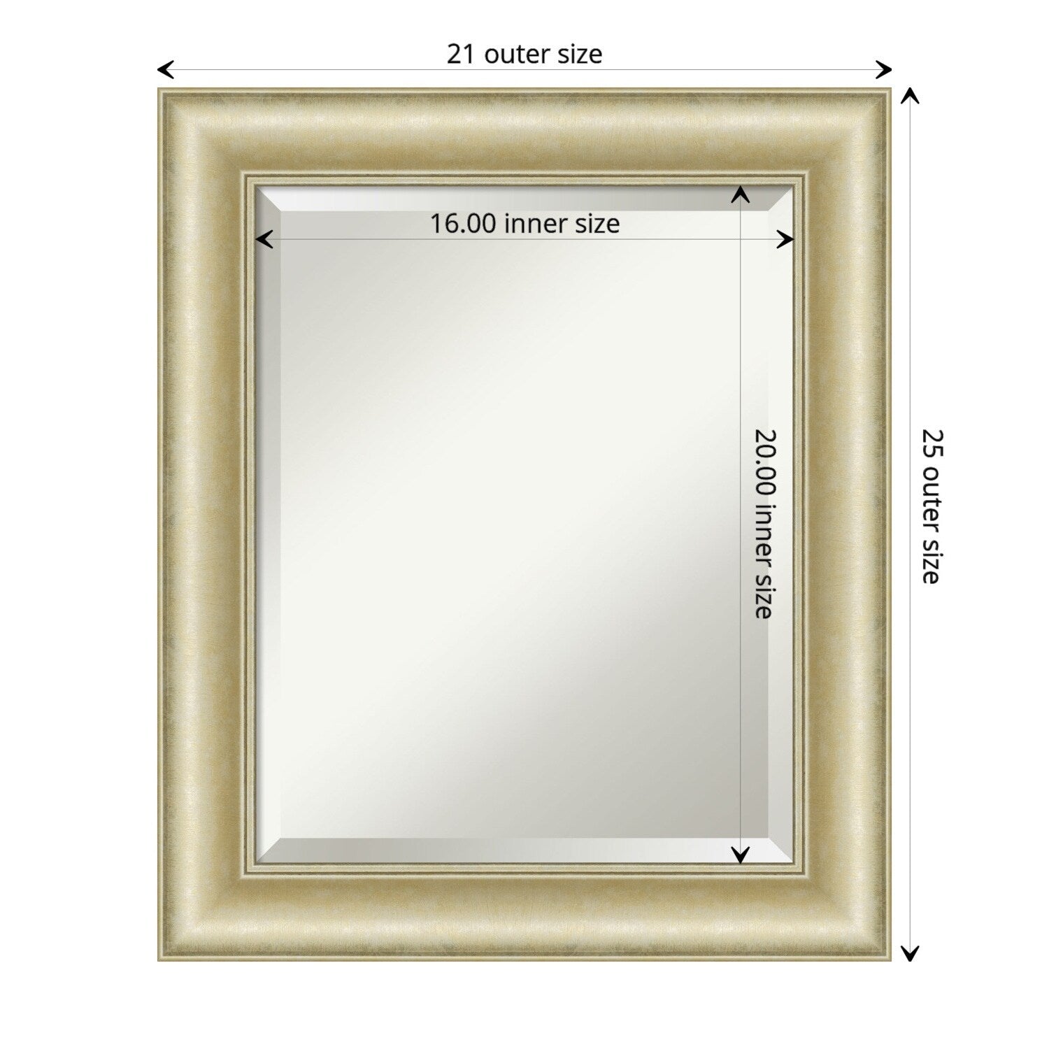 Beveled Bathroom Wall Mirror - Textured Light Gold Frame