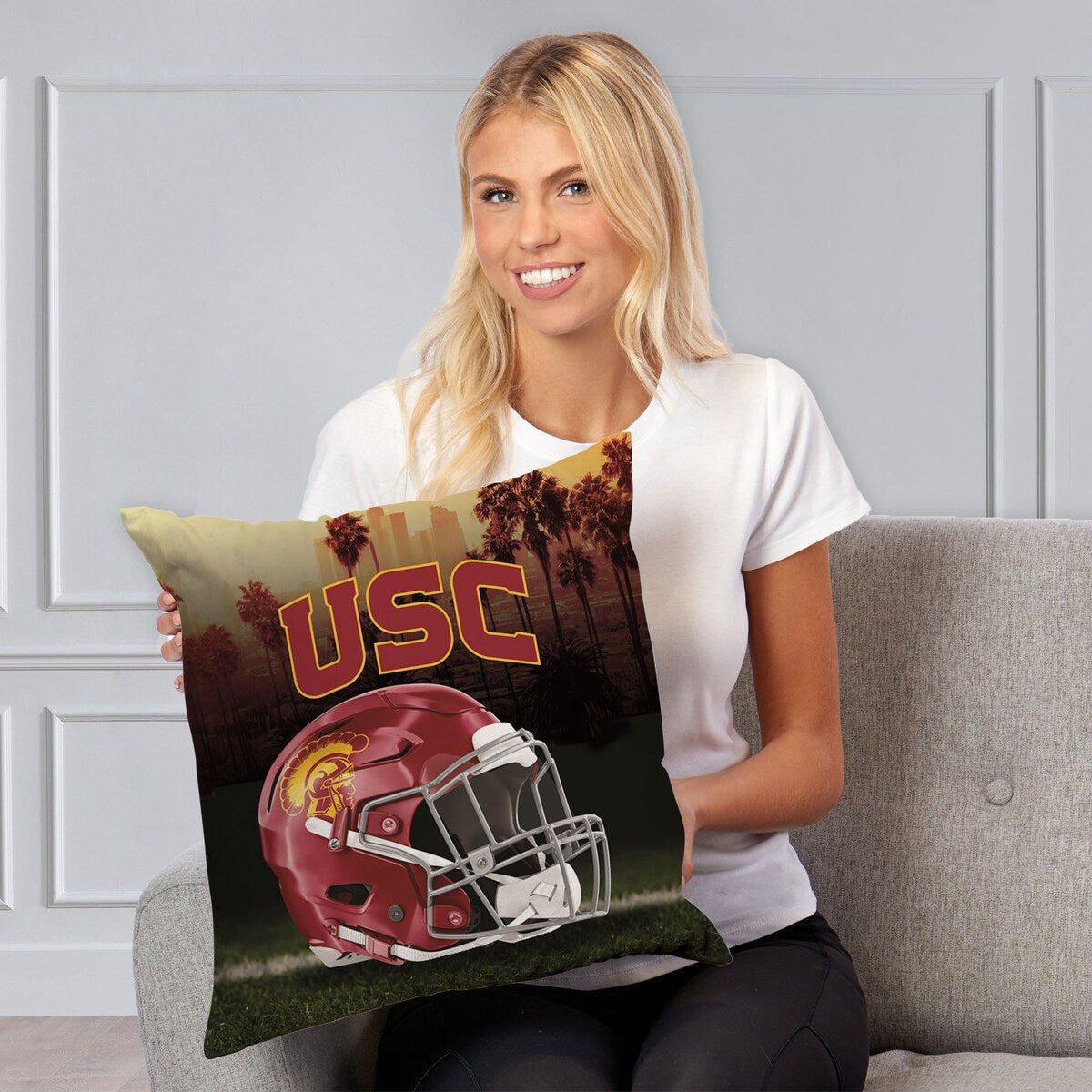 Trojan Love USC Printed Throw Pillow - Red