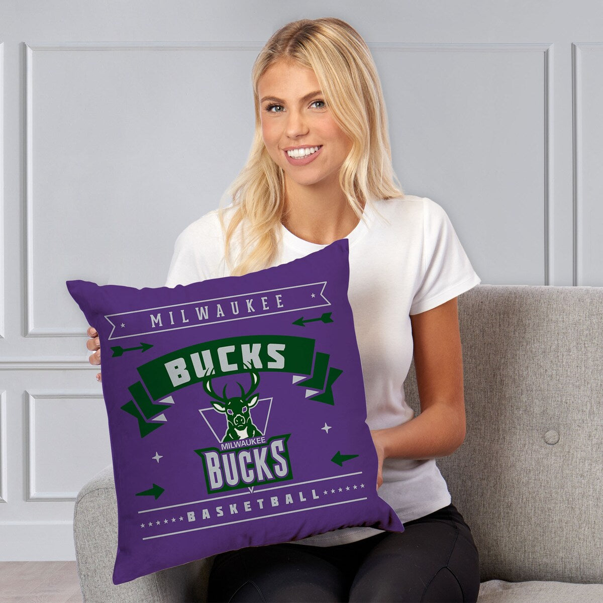 NBA Hardwood Classic Bucks Printed Throw Pillow - Purple