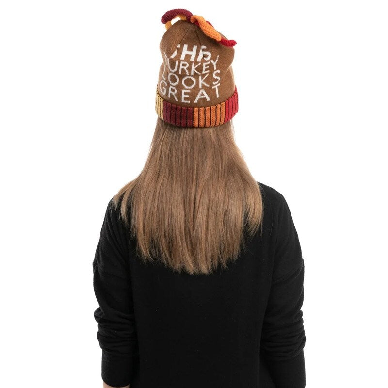 Thanksgiving Hat & Pom Pom Beanie Set