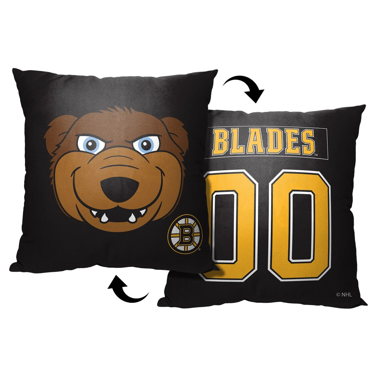 NHL Mascot Love Bruins Printed Throw Pillow - Black