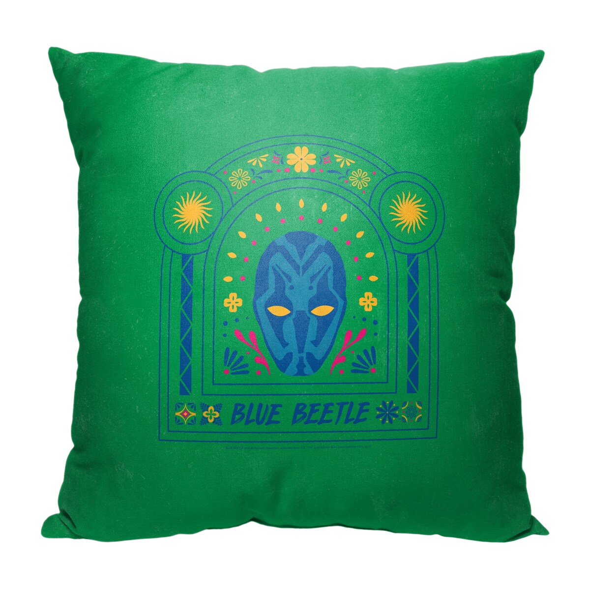 WB Blue Beetle Symbiotic Host Printed Throw Pillow - Green