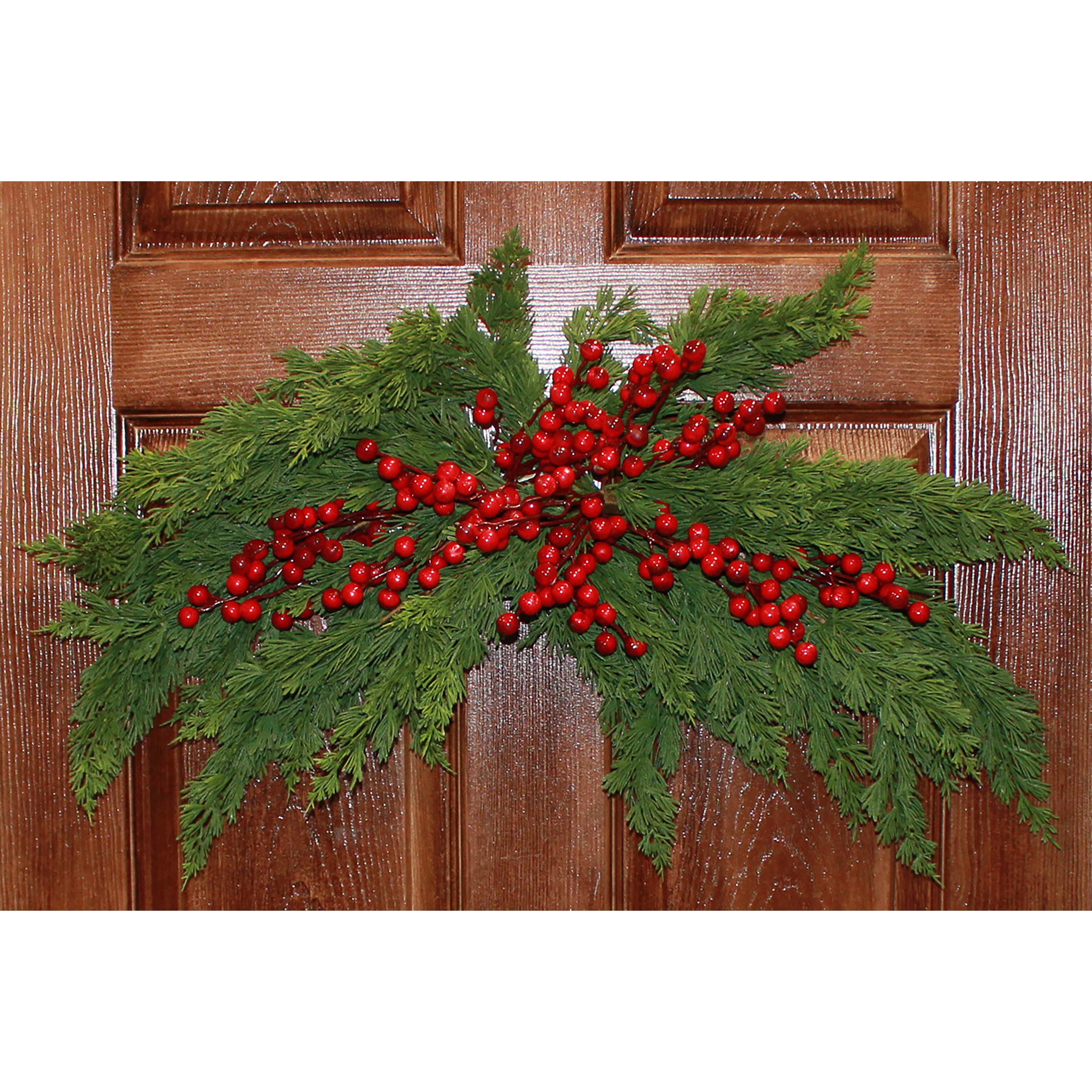 30 Christmas Artificial Red Berries Evergreen Pine Cypress Swag - 30