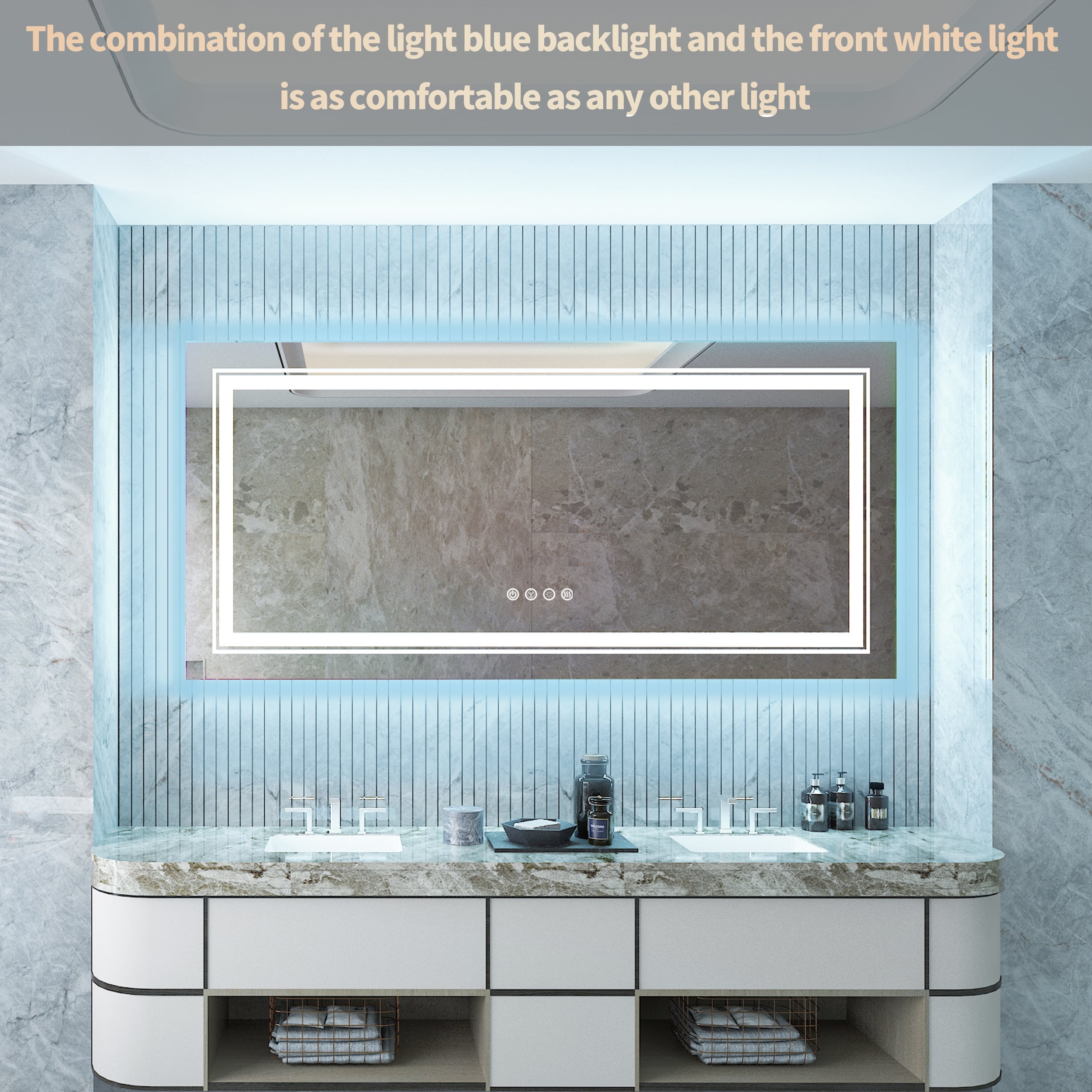 RGB LED Bathroom Mirror Front Light RGB Backlit Lighted Vanity Mirror