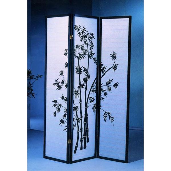 Roundhill Furniture 3-Panel Oriental Shoji Screen/Room Divider, Black