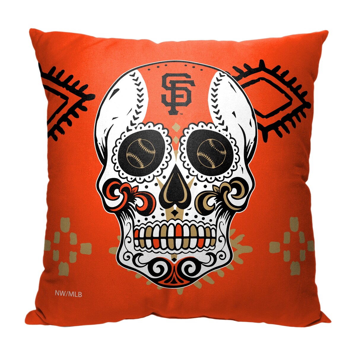 MLB San Francisco Giants Candy Skull 18 Inch Throw Pillow