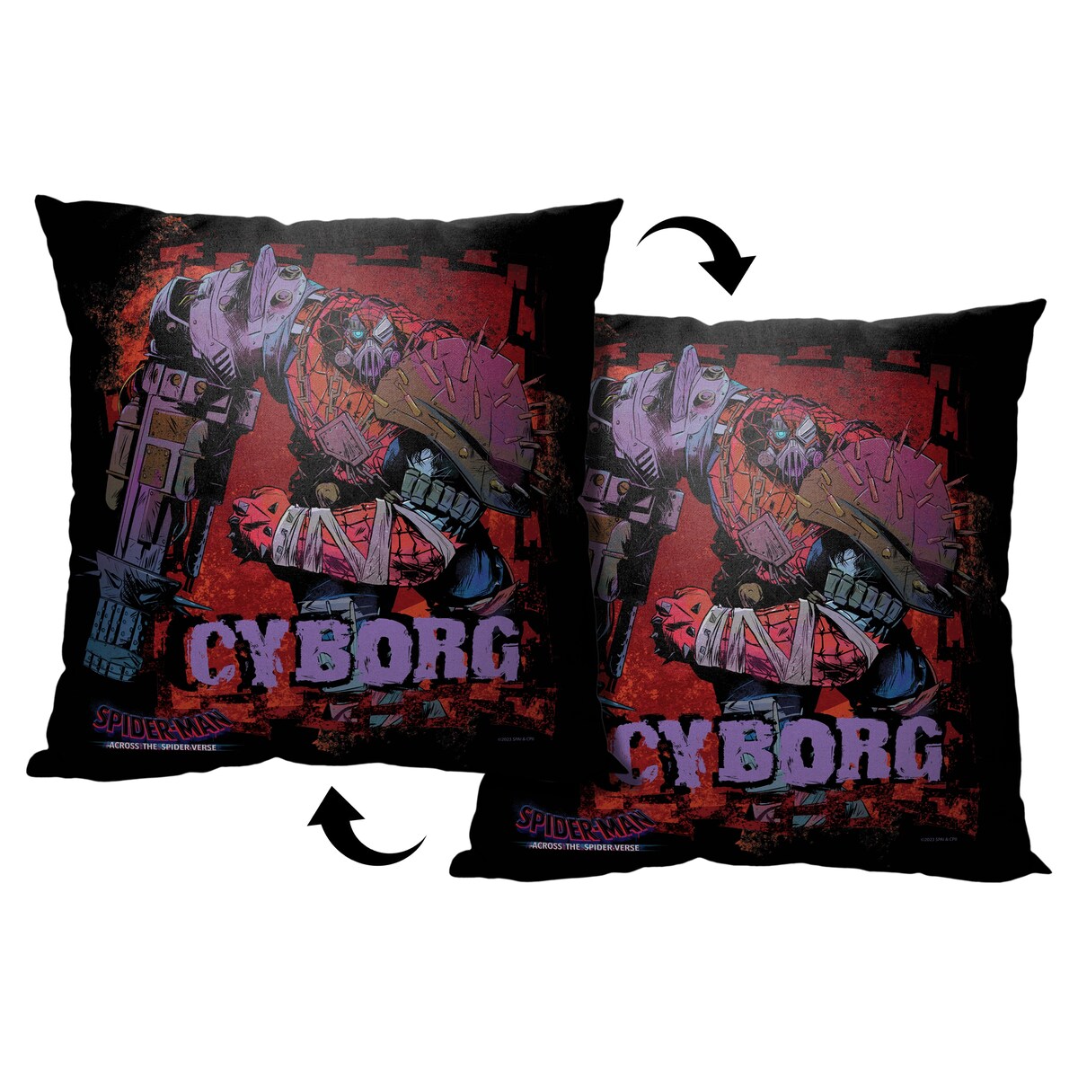 Marvel Spiderman Across the Spiderverse Here Comes Cyborg 18 Inch Throw Pillow