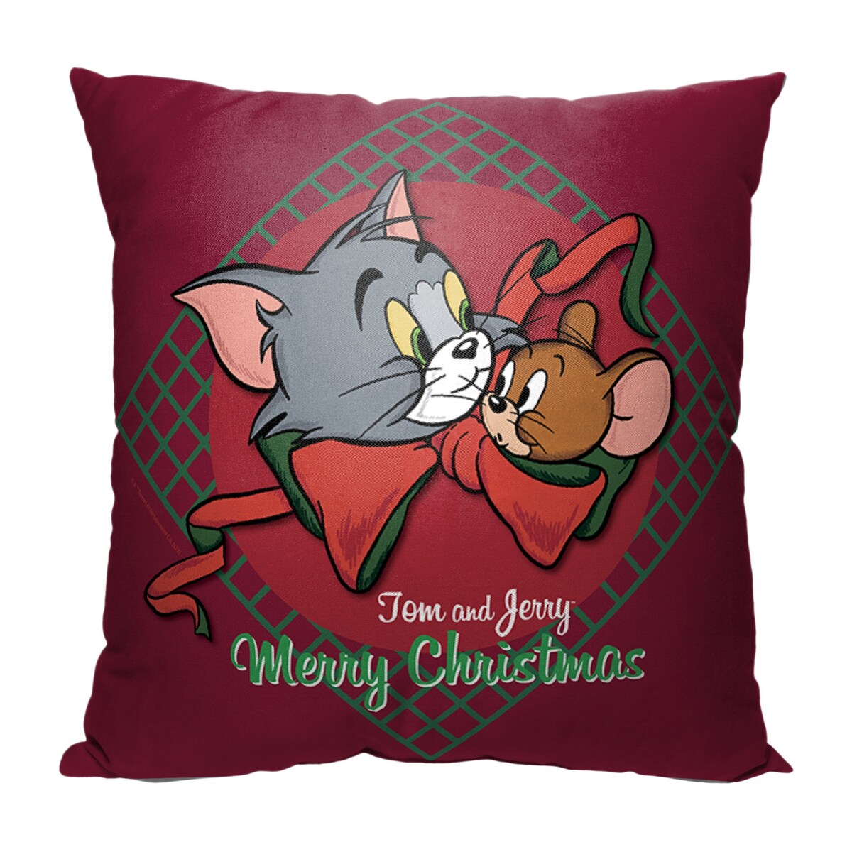 WB Tom and Jerry Merry Tom and Jerry Printed Throw Pillow - Red