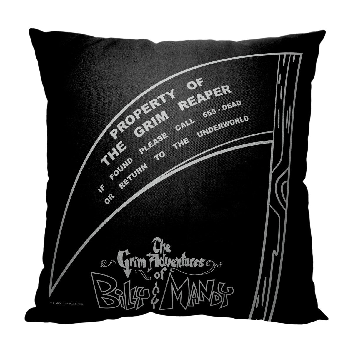 Cartoon Network Billy and Mandy Property of the Grim Reaper 18 Inch Throw Pillow