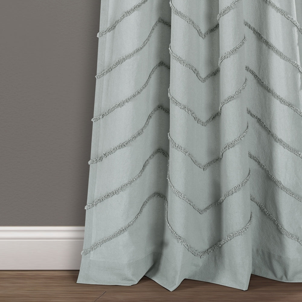 Porch & Den Chenille Chevron Window Curtain Panel Pair