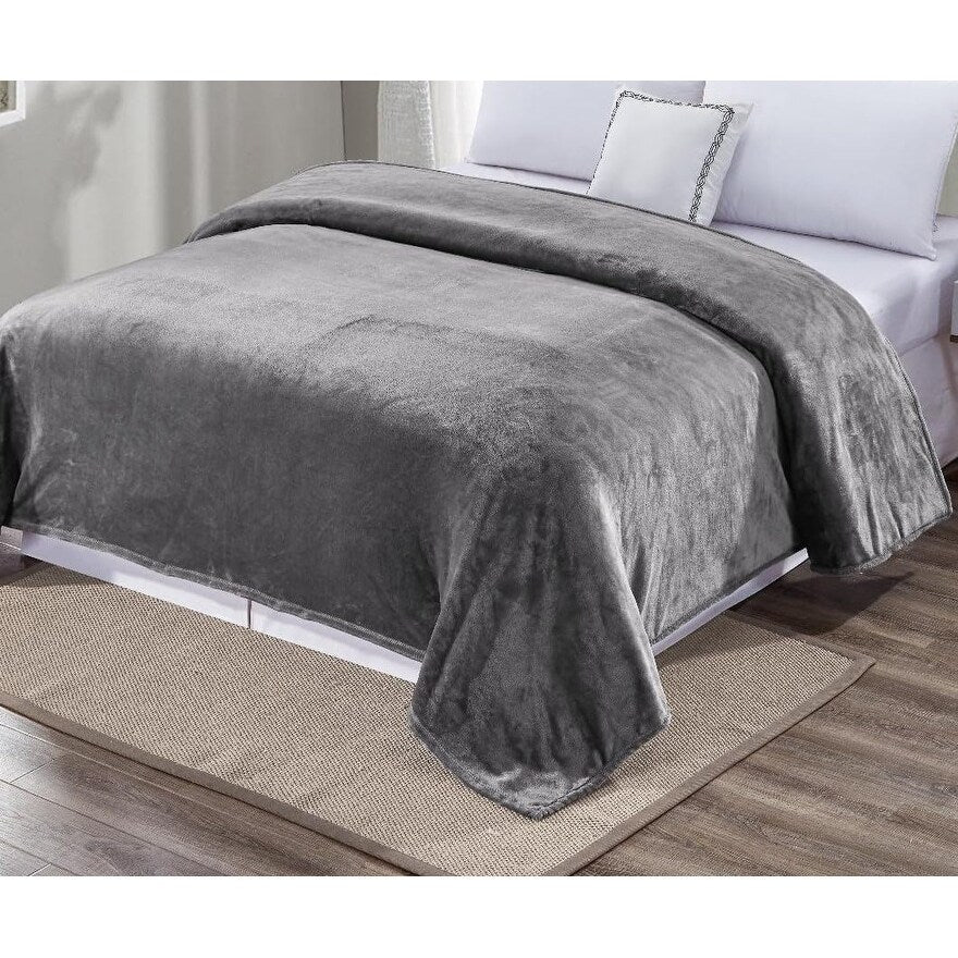 Faith, Hope, Love Home Décor Ultra Lush Twin Size Solid Microplush Blanket (66 X 86) - GRAY