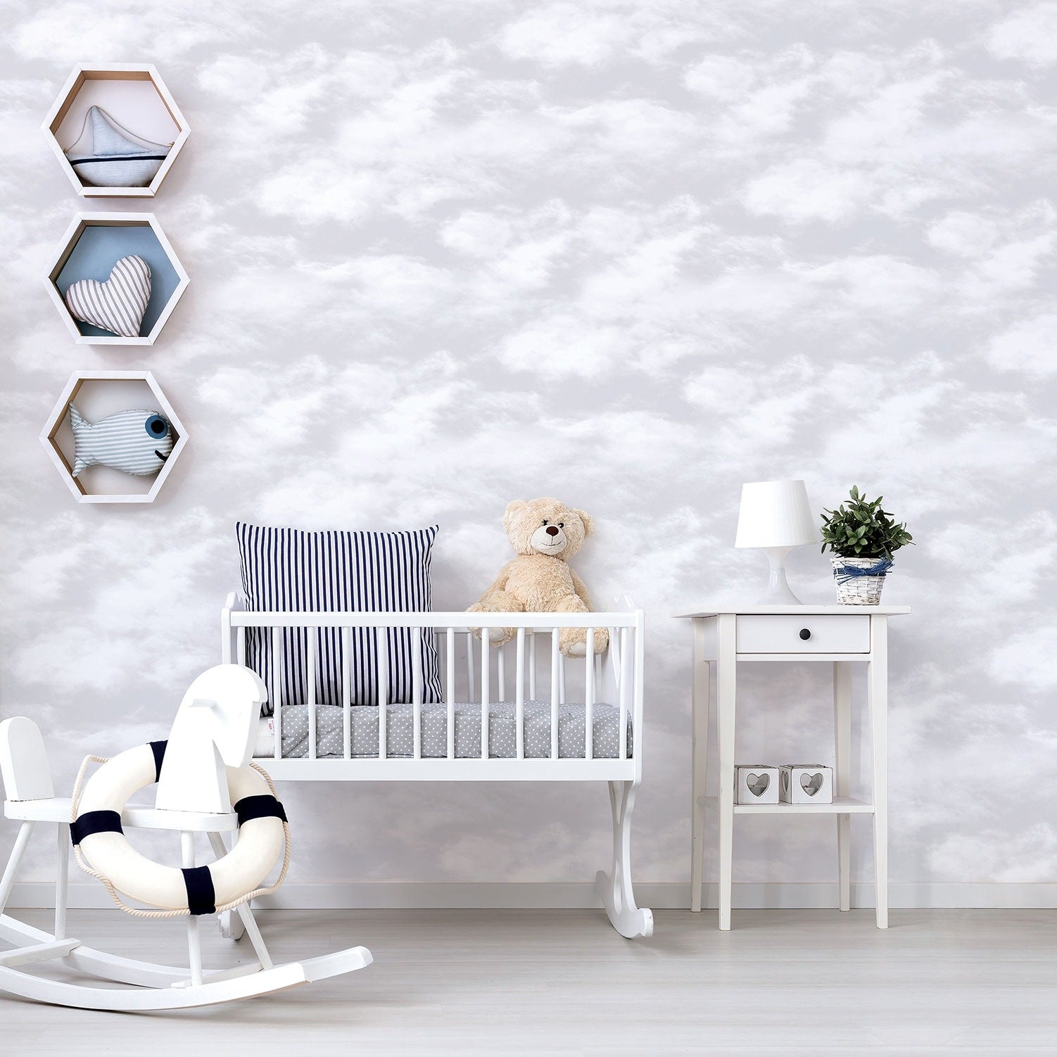 Galerie Wallcoverings Just 4 Kids 2 Floating Clouds Non-woven Matte Wallpaper Roll