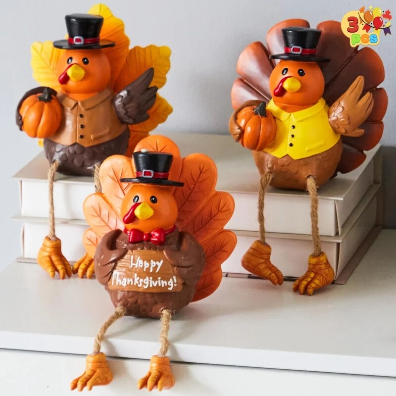 Thanksgiving Turkey Statues: 3-Piece Set