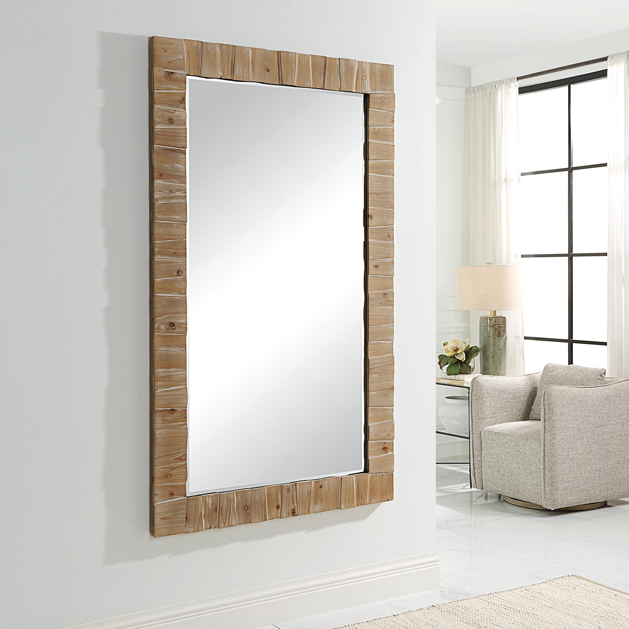 Uttermost Ayanna Gray Washed Wood Mirror - 43.75W x 73.75H x 1.75D