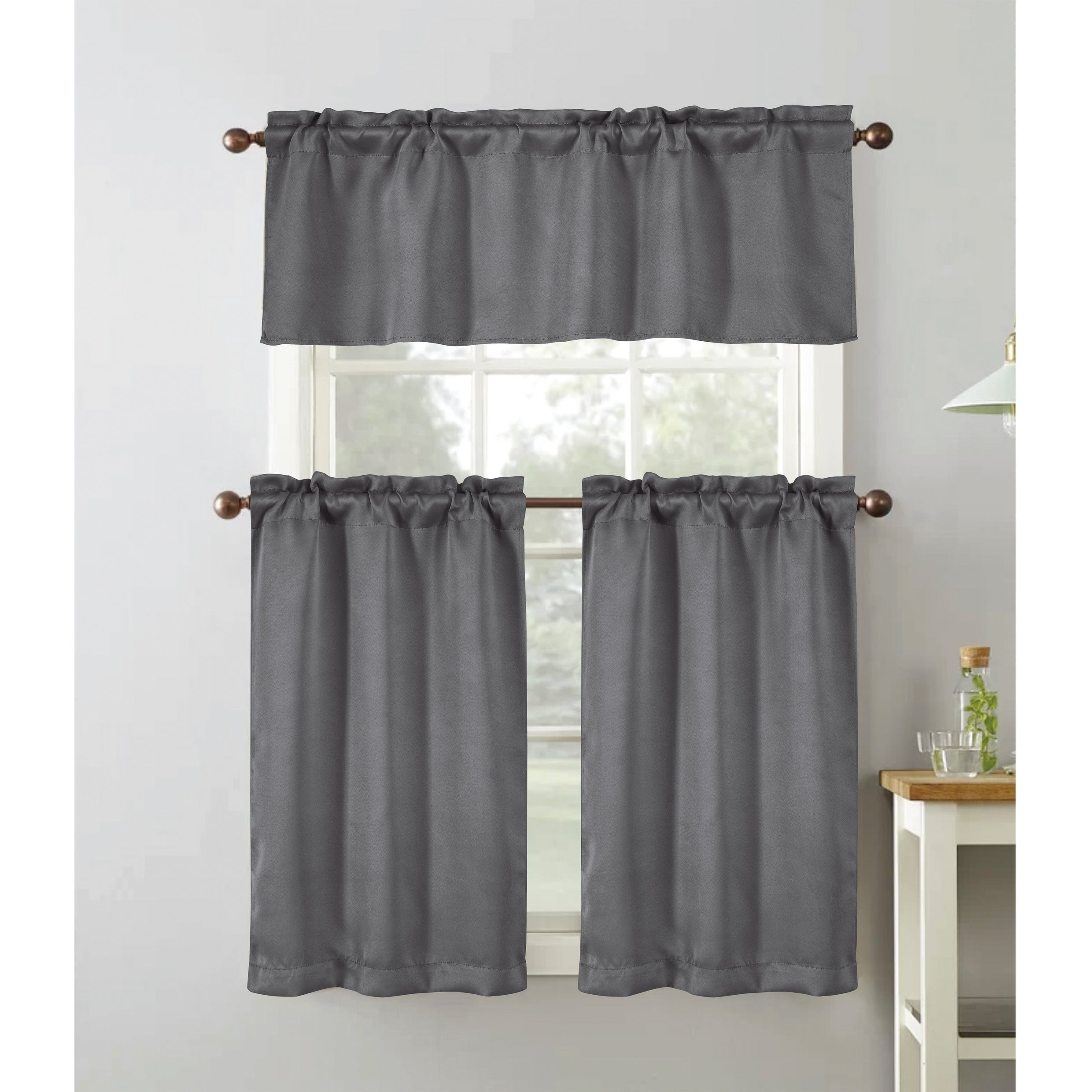 Anchorage Privacy Solid Kitchen Curtain