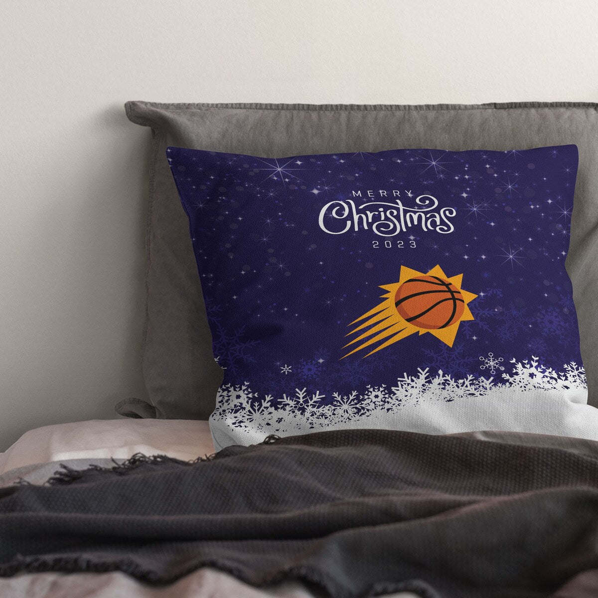 NBA Christmas 2023 Suns Printed Throw Pillow - Purple