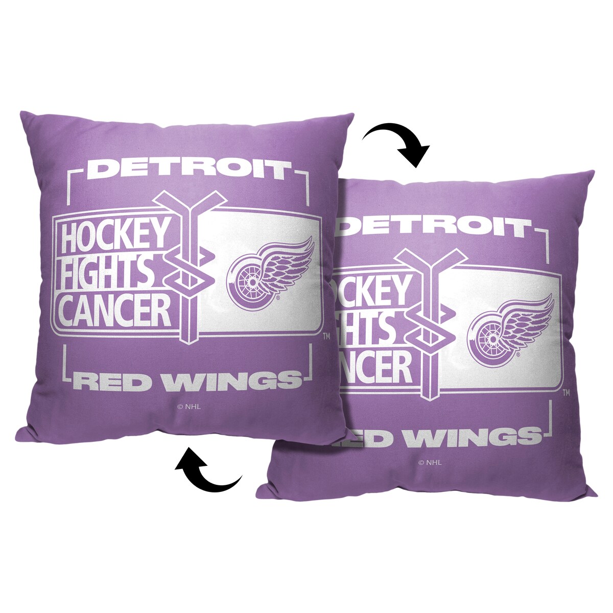 NHL Hockey Fights Cancer Fight For Red Wings Printed Throw Pillow - Purple