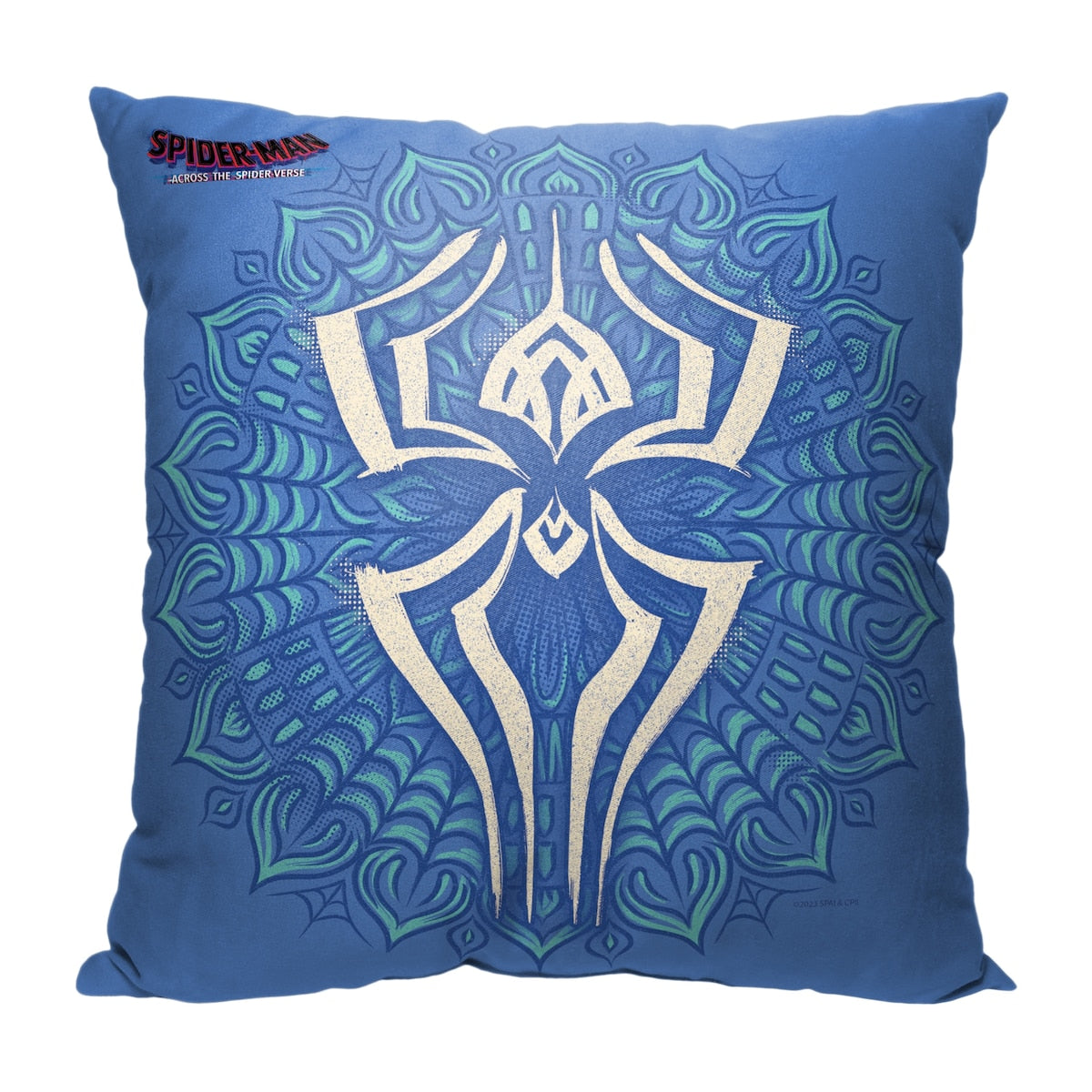 Marvel Spiderman Across the Spiderverse Spider India Emblem 18 Inch Throw Pillow