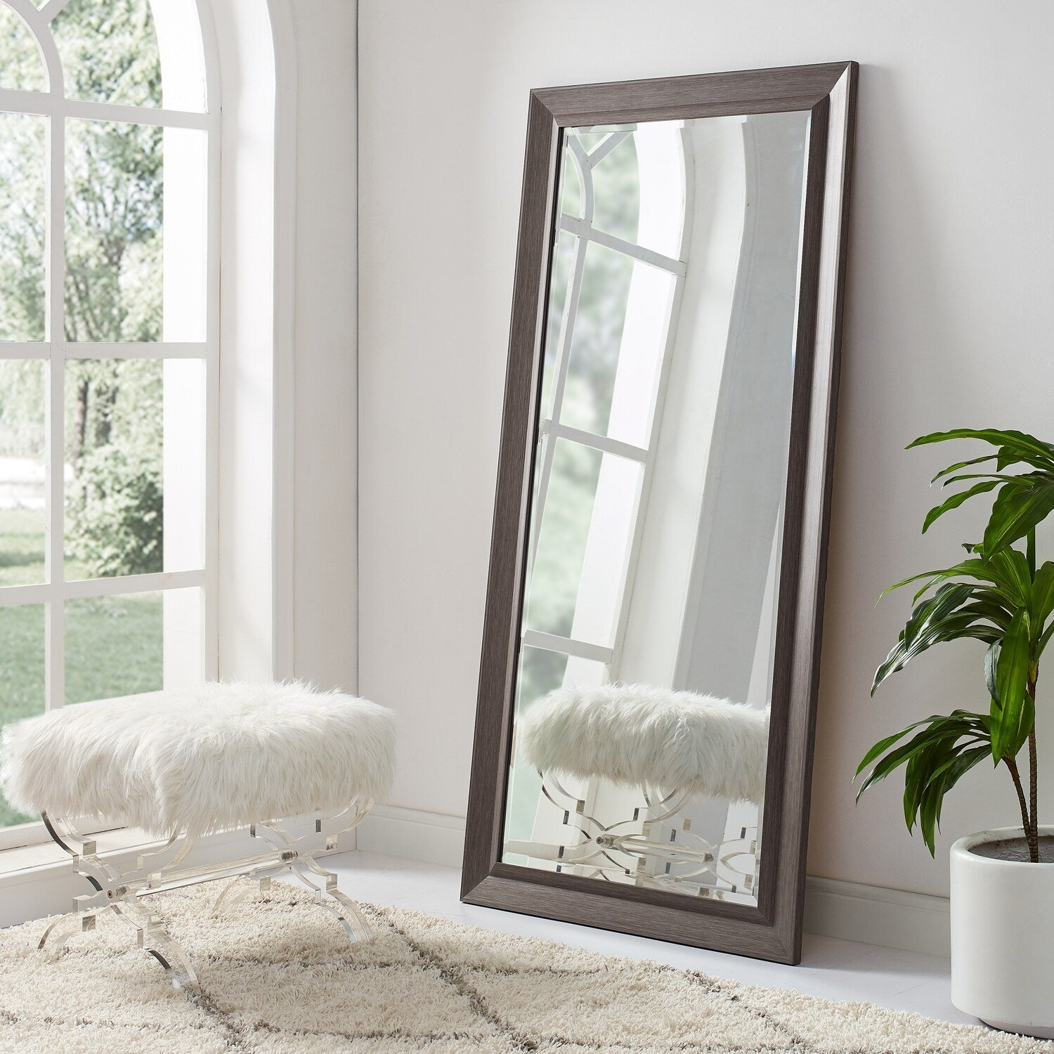 Tall Mirror Full Body Dressing Mirror, Oversized Bevelled Full Length Free Standing or Wall Mounted Rectangular Floor Mirror