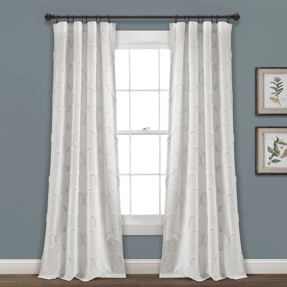 Porch & Den Aloclek Chenille Trellis Window Curtain Panel Pair